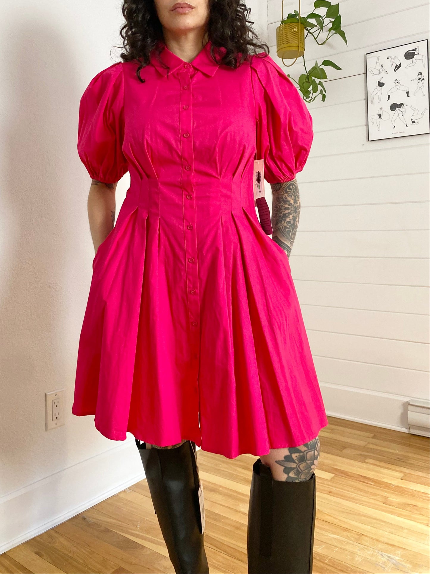 Robe rose à manches bouffantes Eliza J Medium