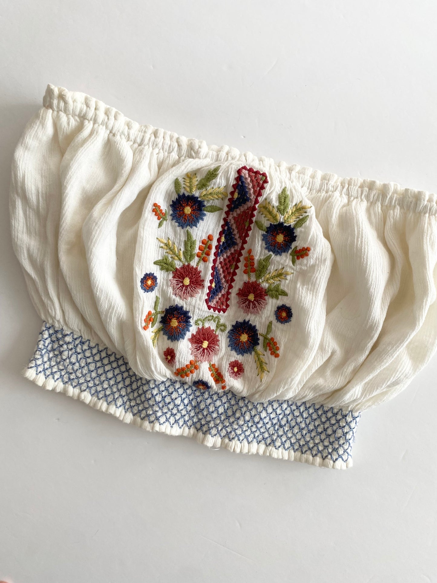 Free People strawberry fields embroidered tube top XS/S