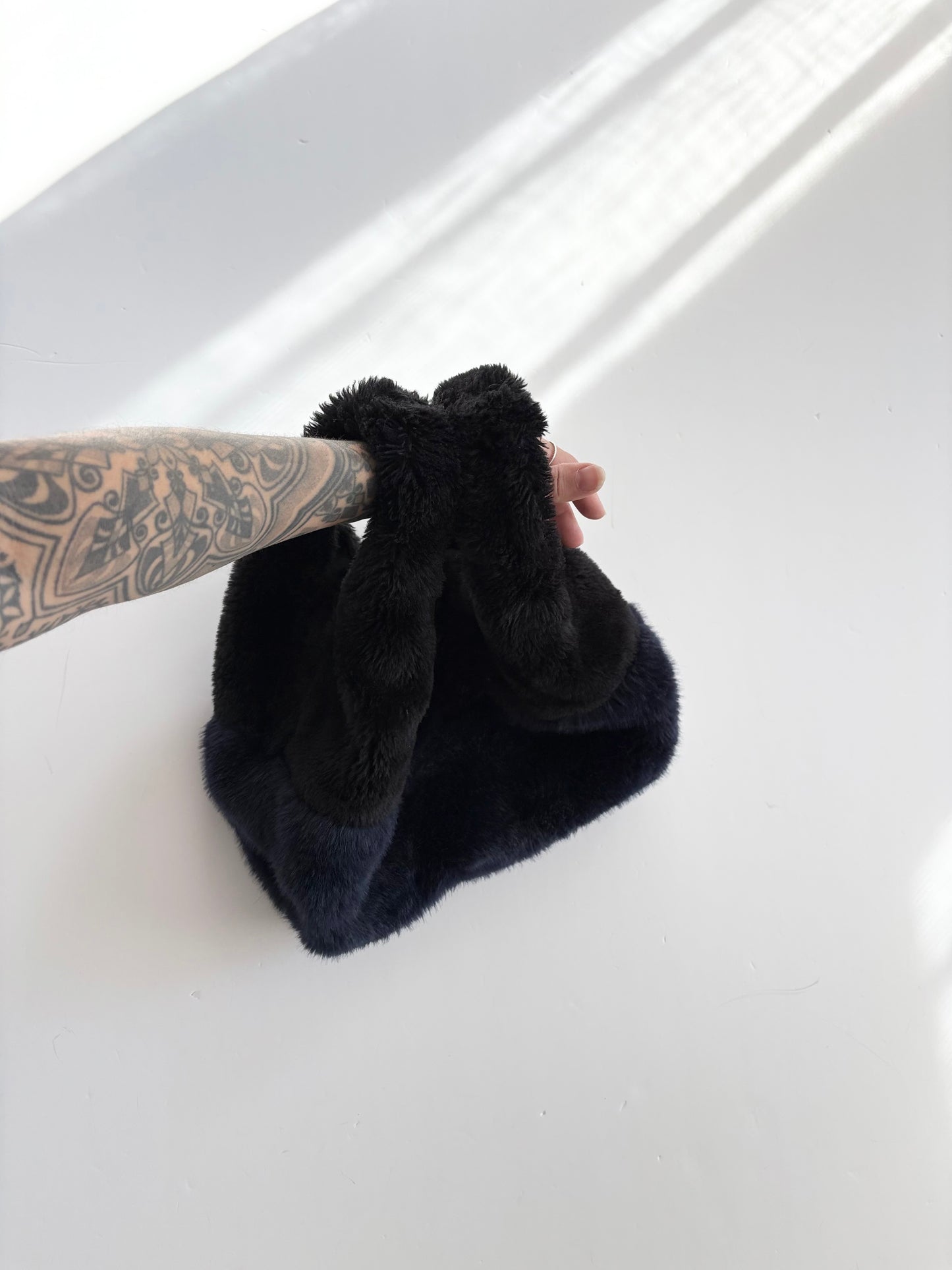Zara two tone faux fur tote bag