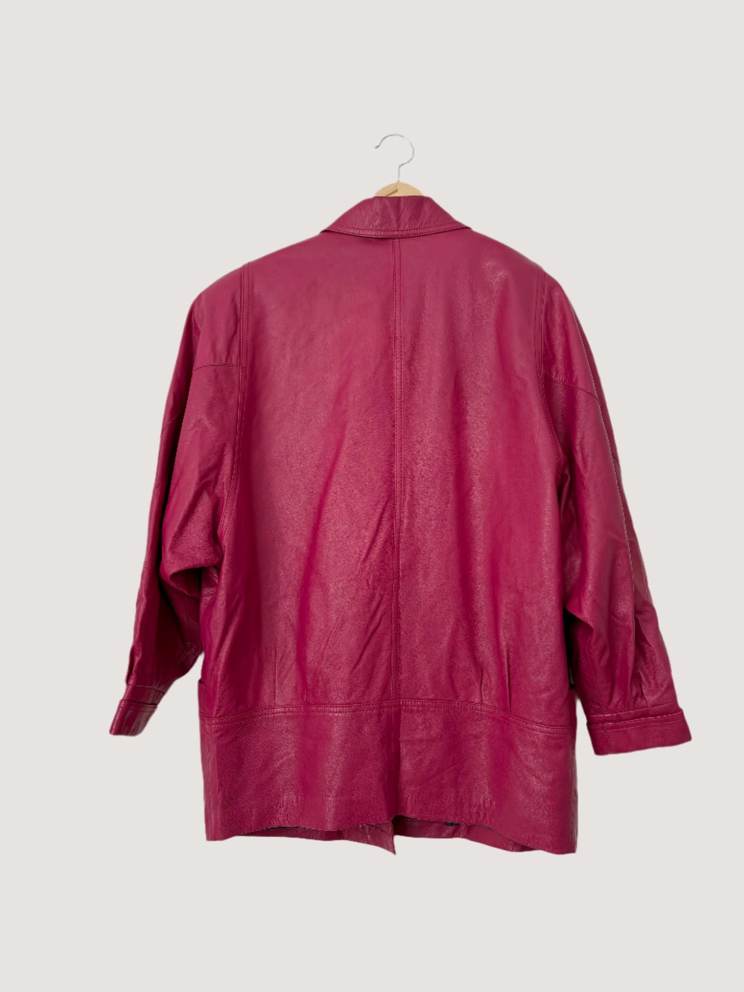Veste en cuir rose vintage XL