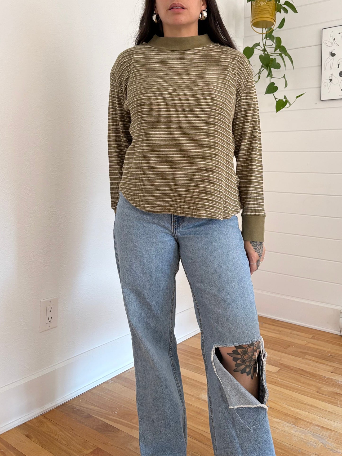 Madewell mockneck waffle sweatshirt Small
