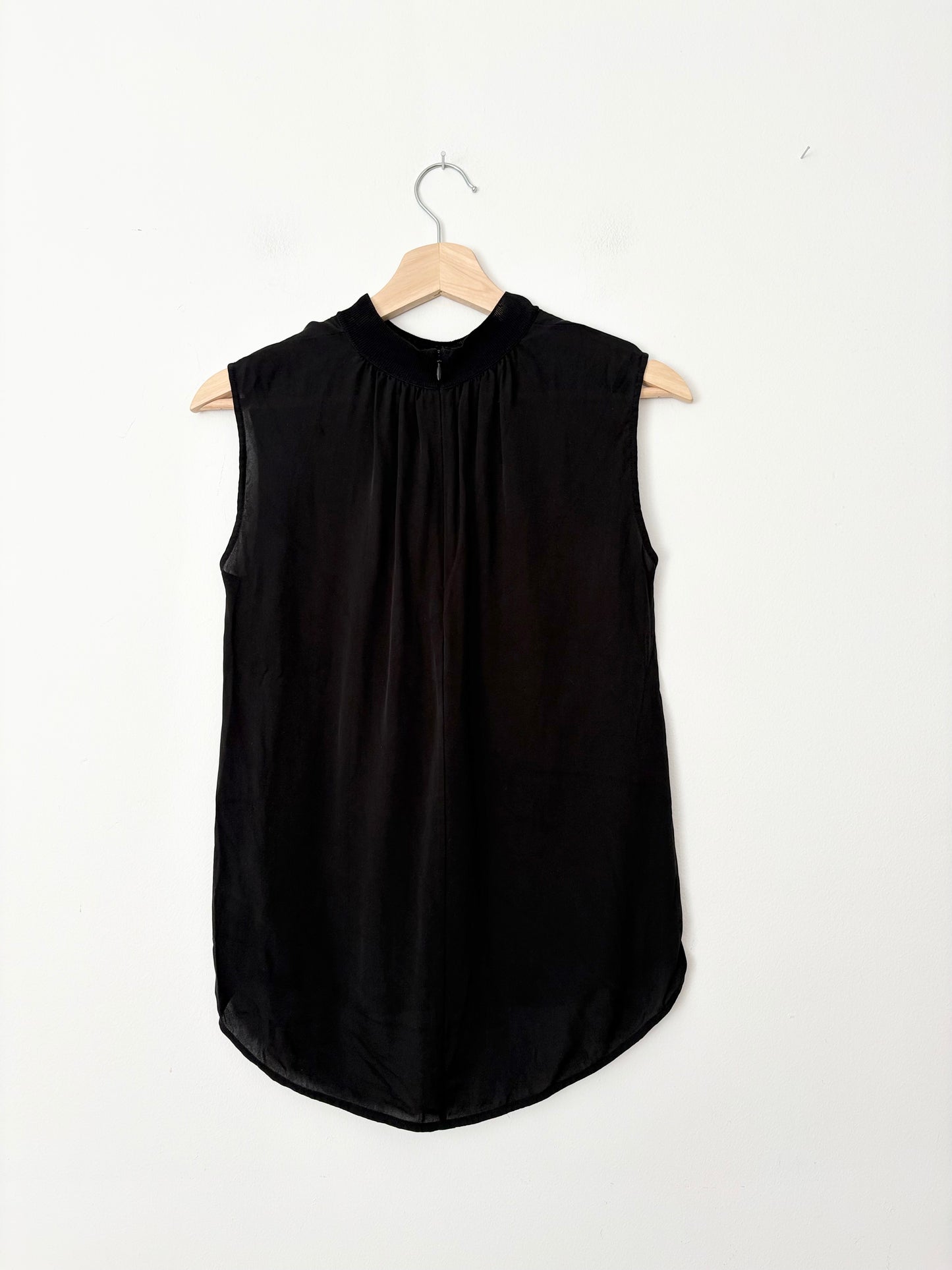 Vince rib trim silk shell Small