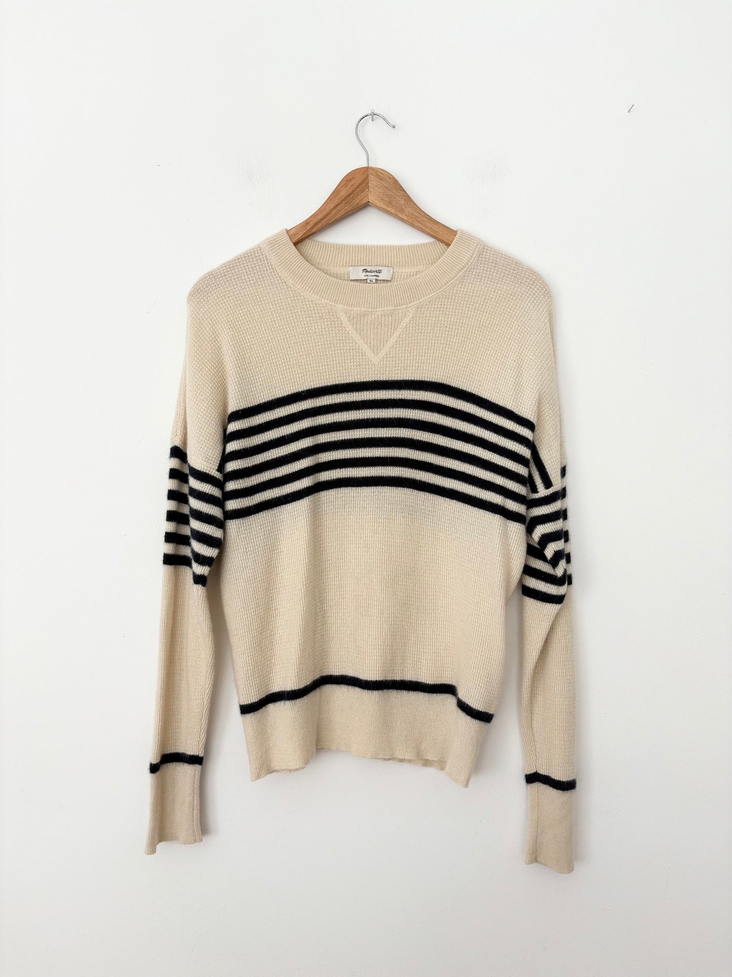 Madewell waffle stripe cashmere sweater L/XL