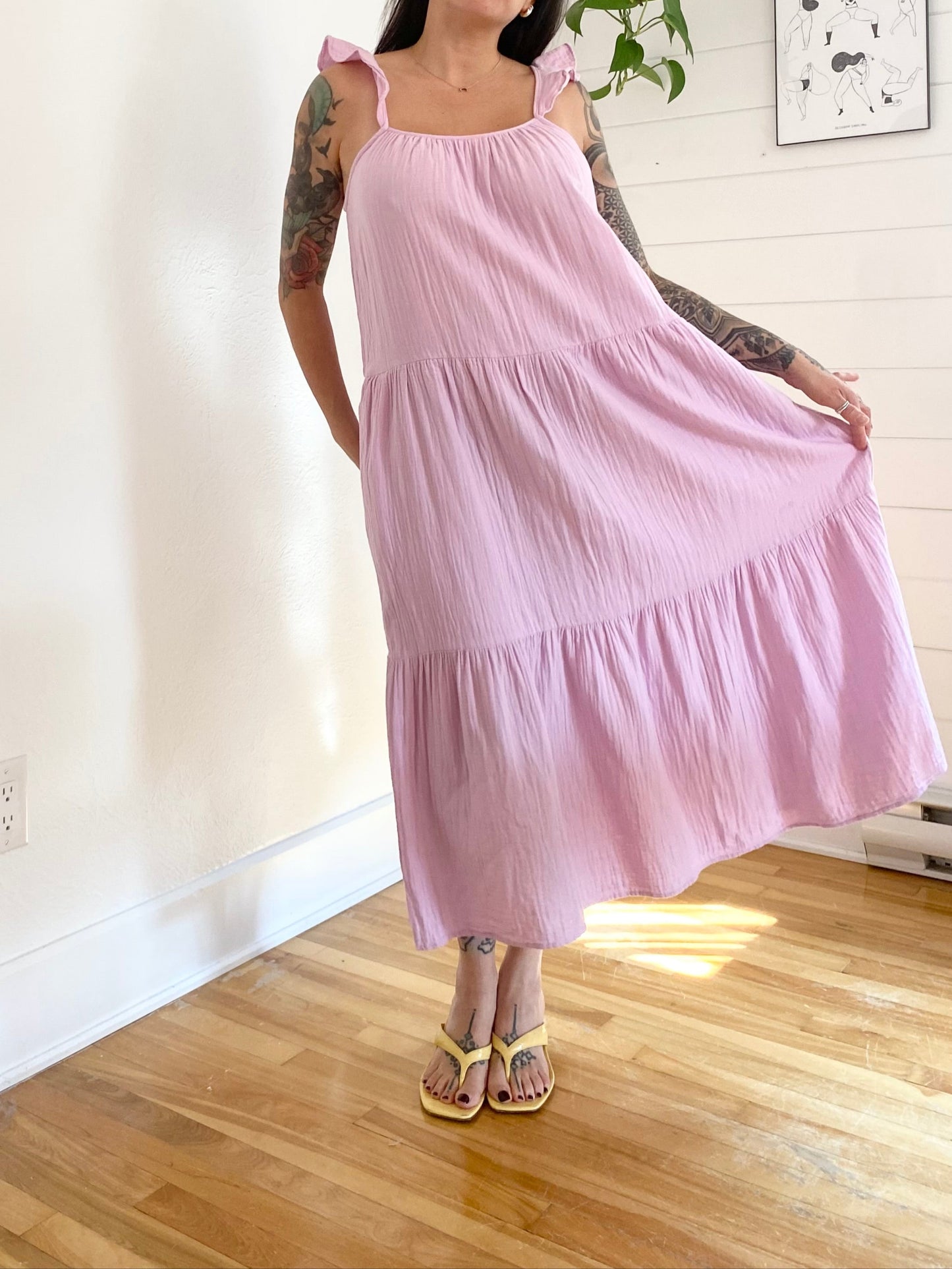 Robe longue en gaze à bretelles volantées J.crew Medium