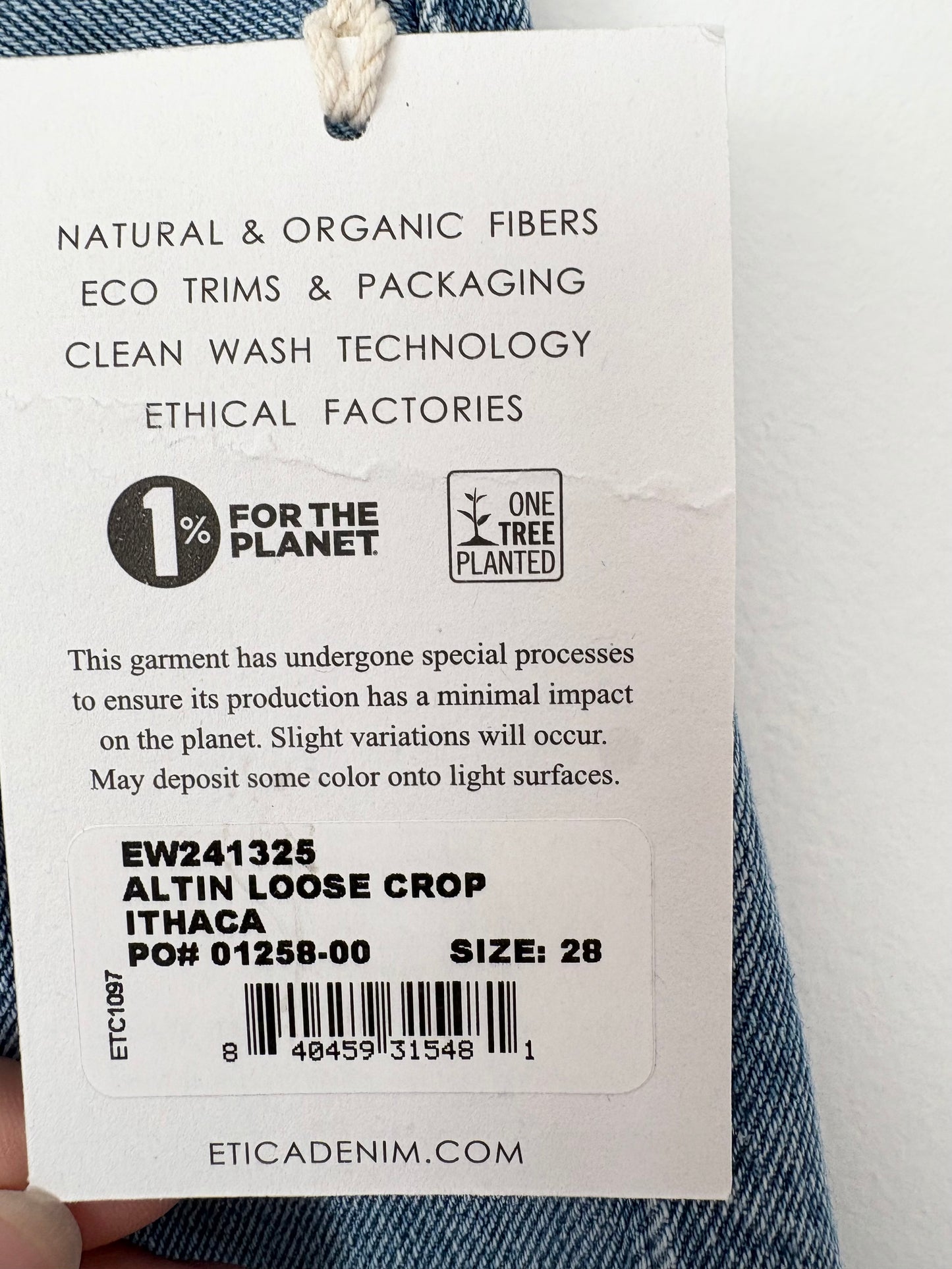 Etica altin loose crop jeans W28