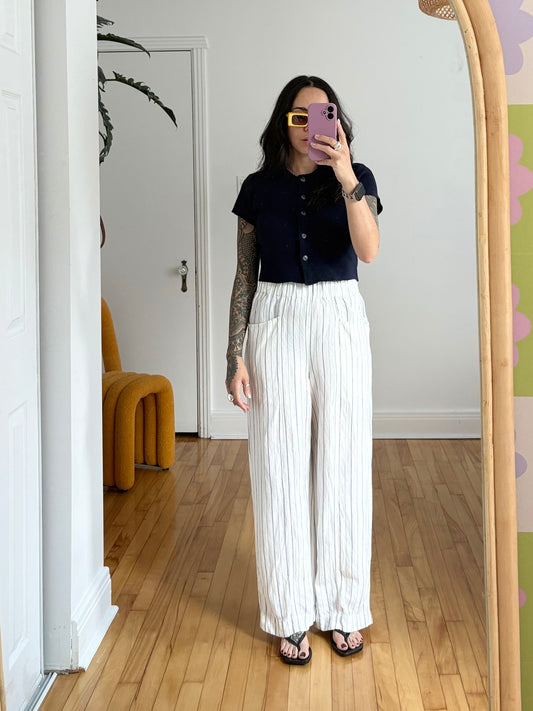 Madewell linen wide leg pants in stripe Small
