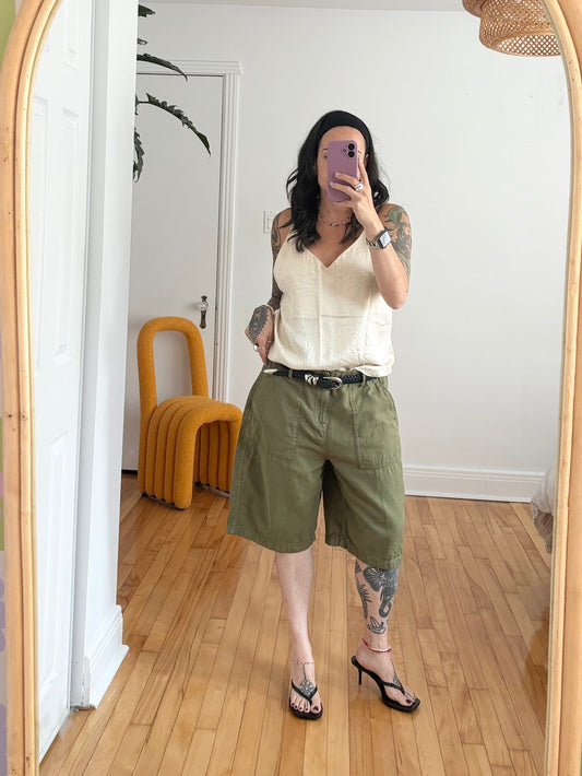 Good American lite linen blend bermuda shorts W29-31