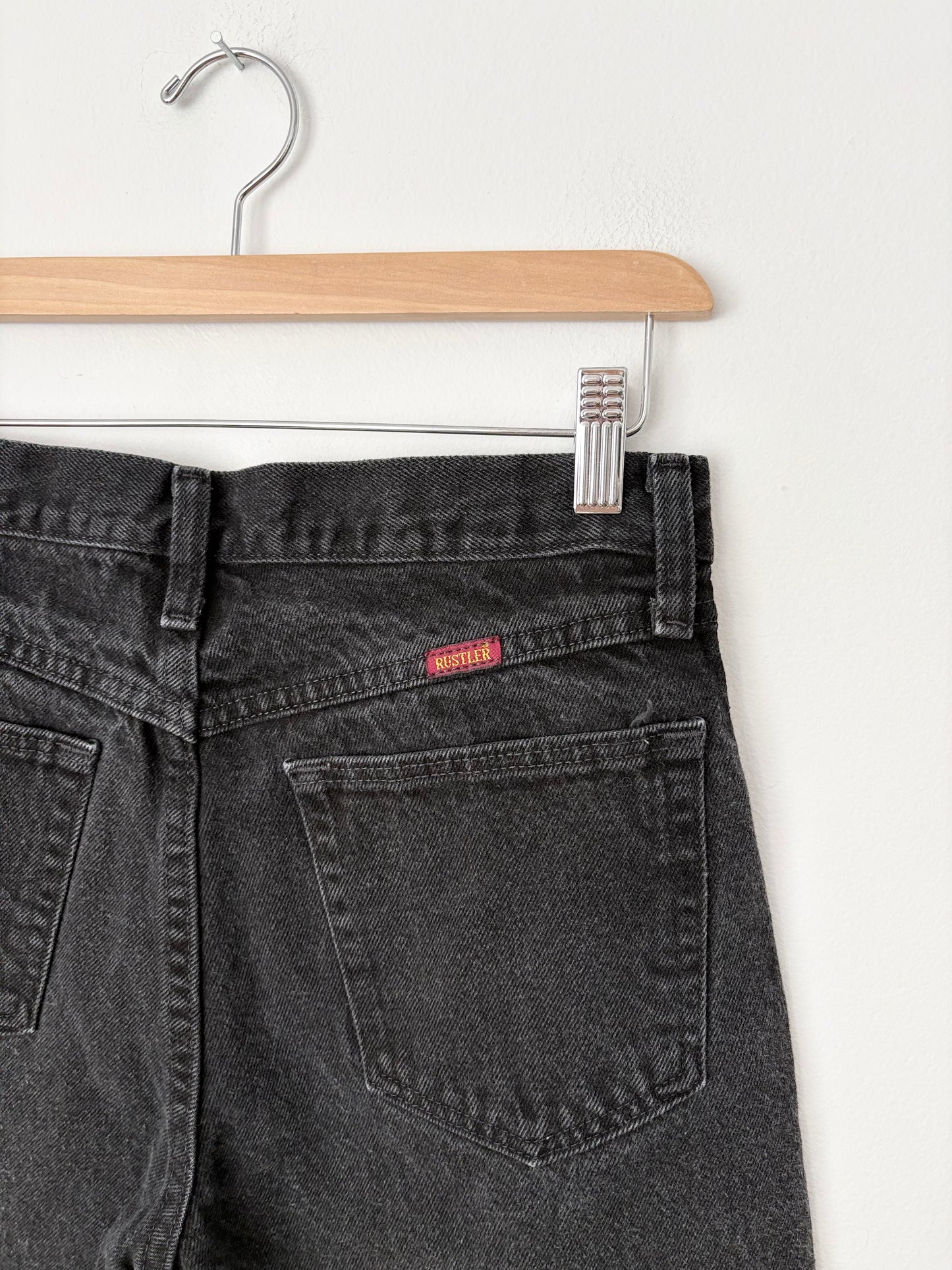 Vintage Rustler black straight leg denim W28