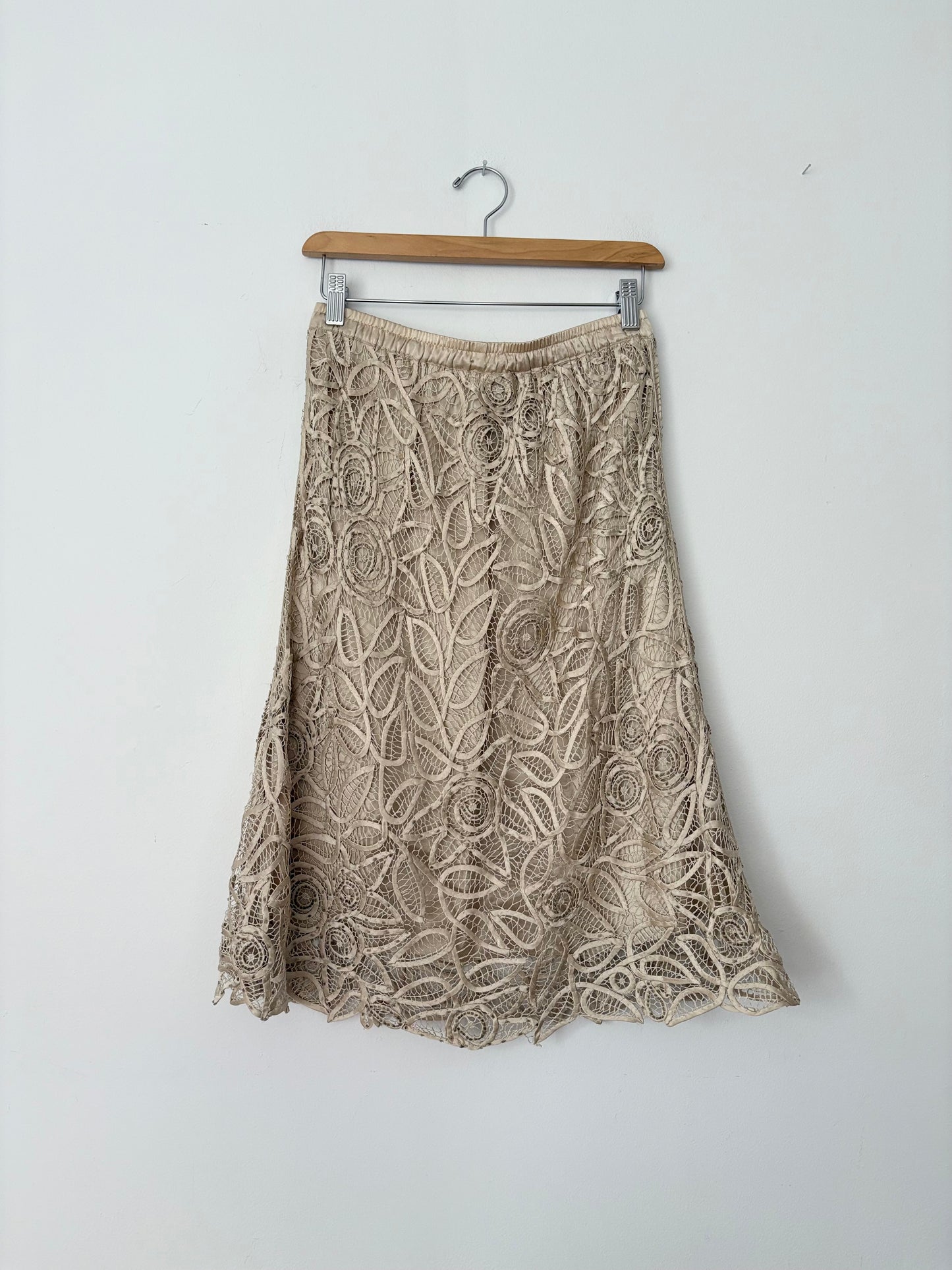 Vintage silk lace midi skirt S/M