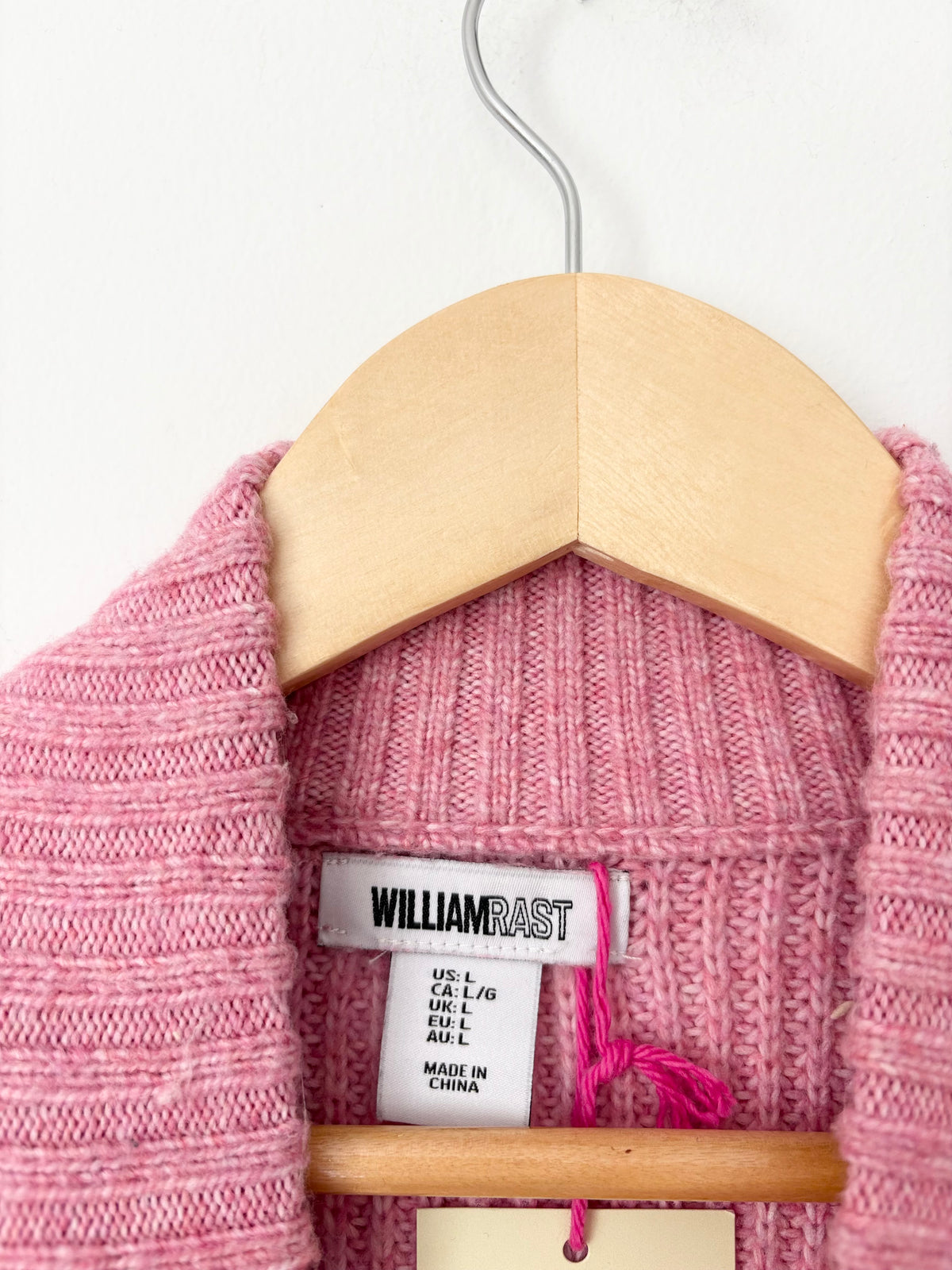 William Rast pink zip up knit sweater Large