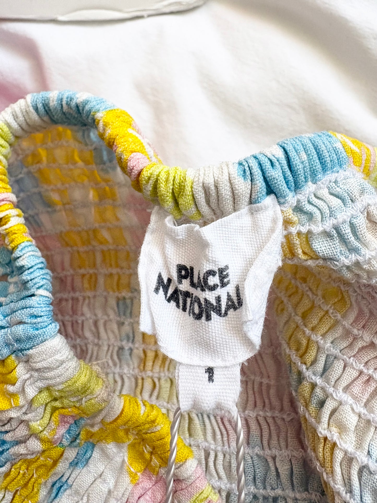 Place Nationale linen foral smocked skirt S/M