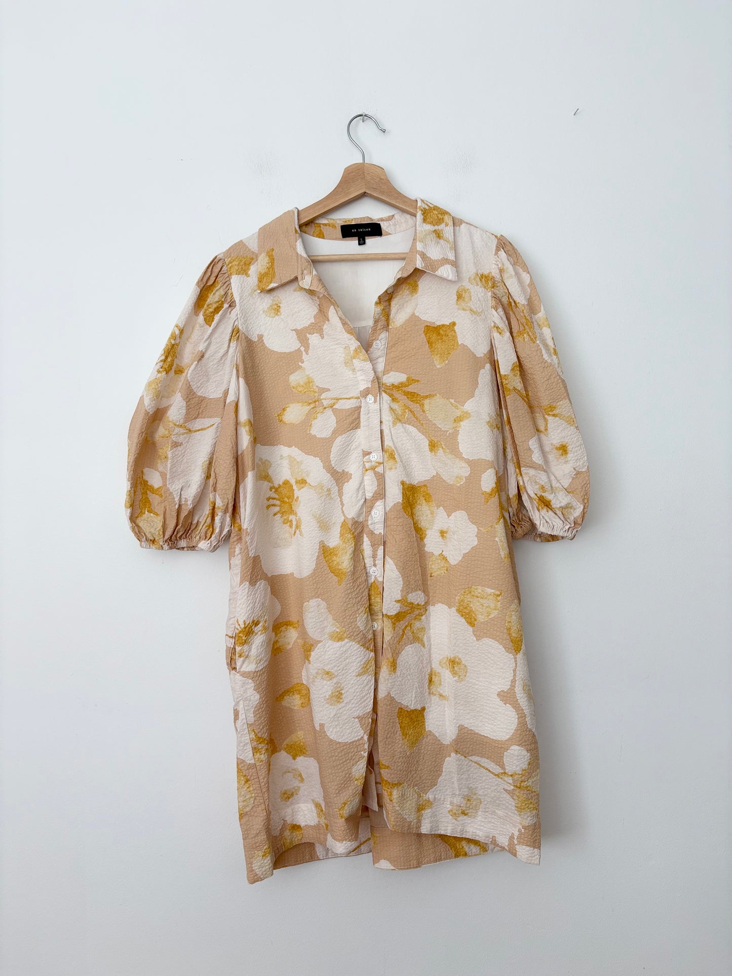 En saison Arielle floral mini shirtdress Large