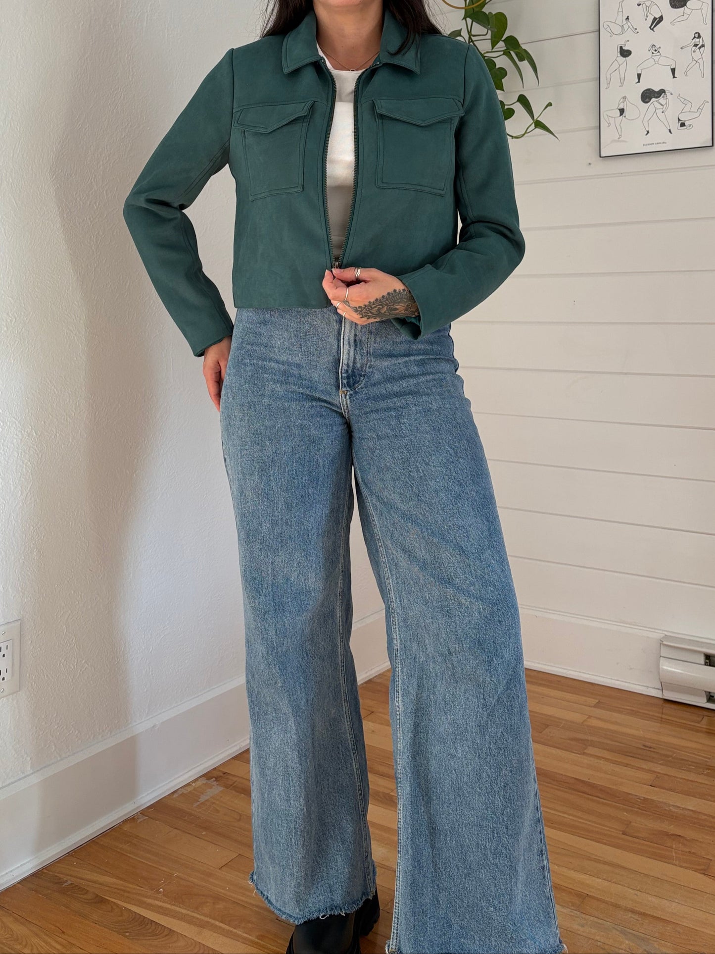 Lovers + Friends Nanette faux suede crop jacket Small