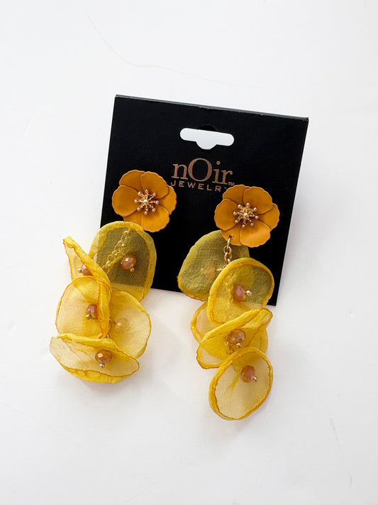 Noir NYC yellow floral pendant earrings