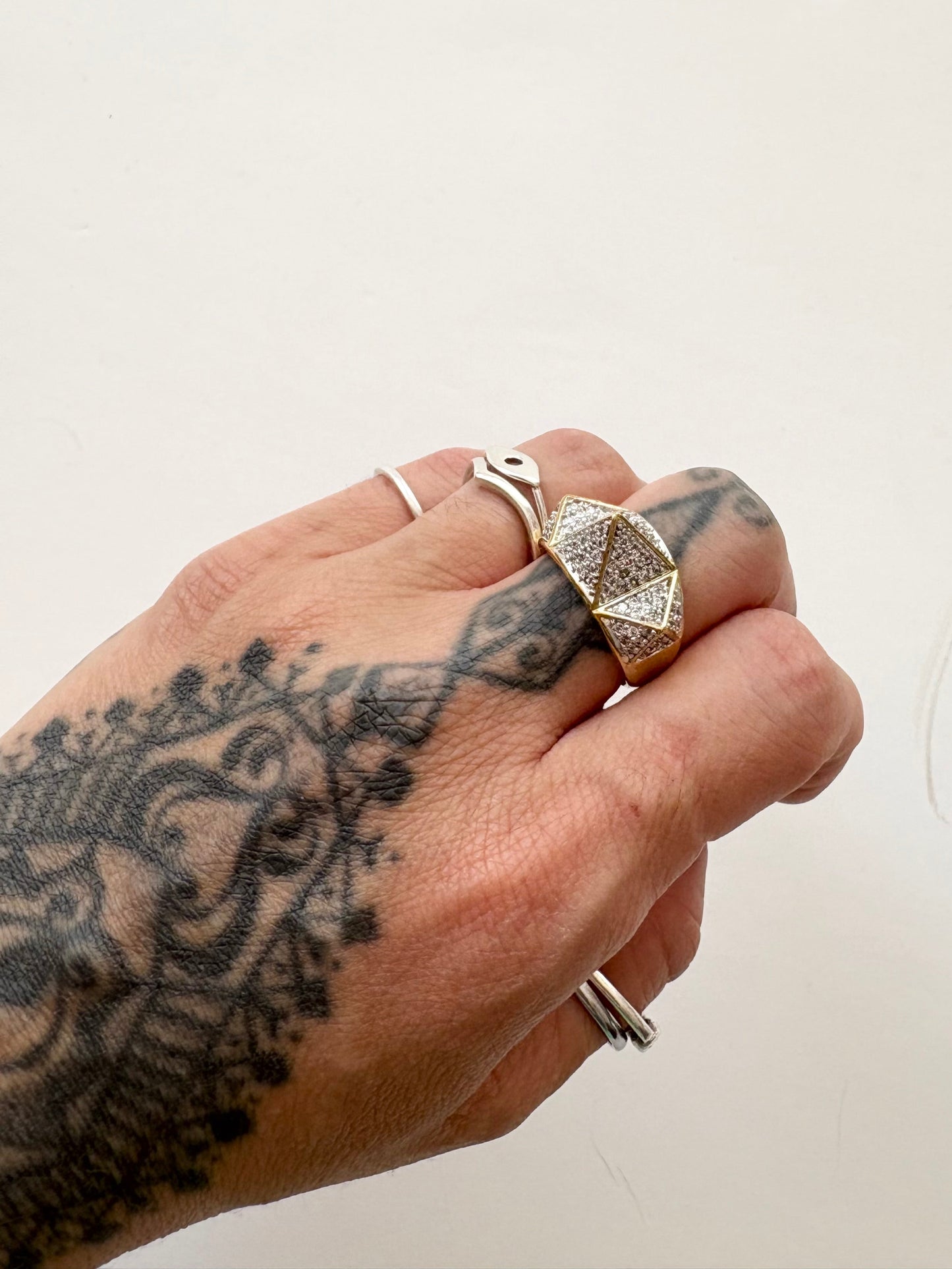 Noir NYC gold spike CZ ring