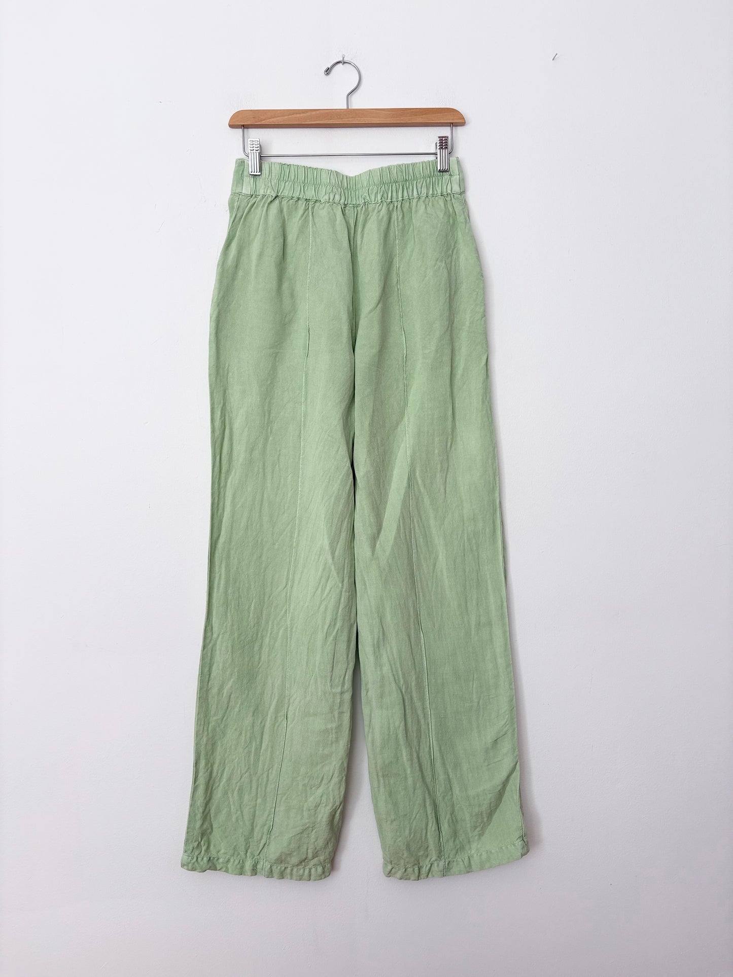 Pantalon large en mélange de lin vert menthe YFB taille S
