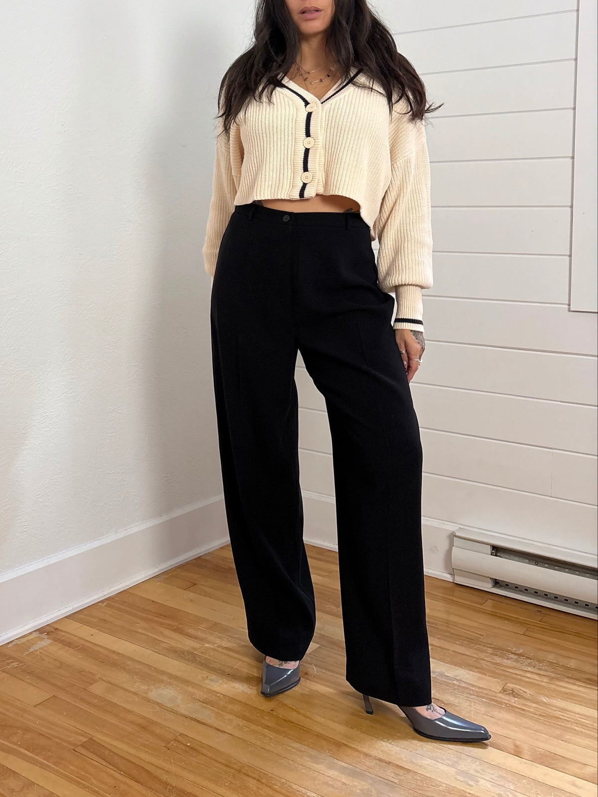 Vintage les ailes de la mode black trousers W30