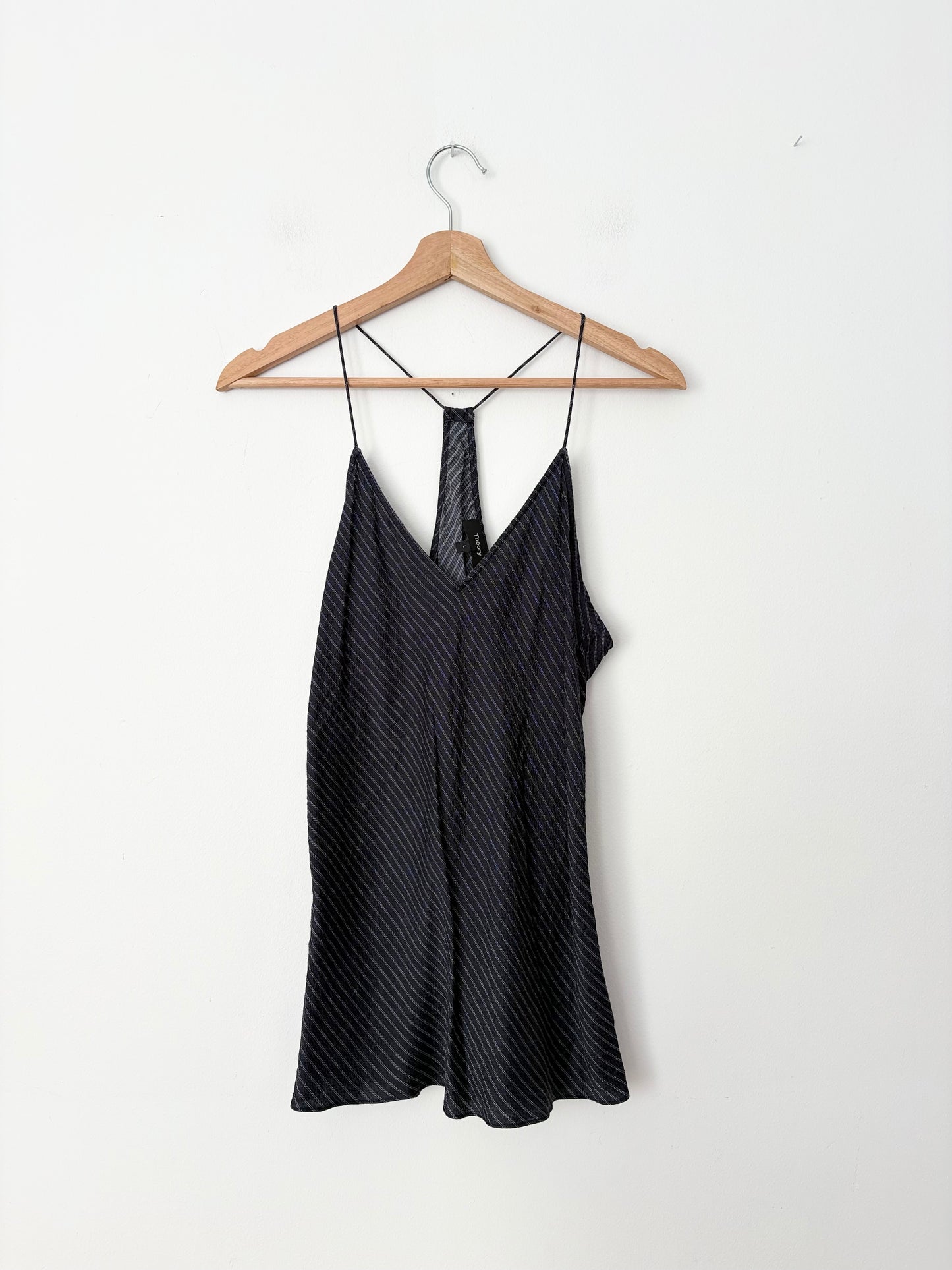 Theory draped back silk tank top Large