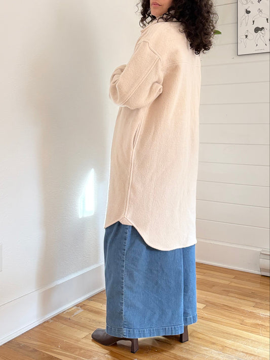 Quince boiled wool long shirt jacket Large