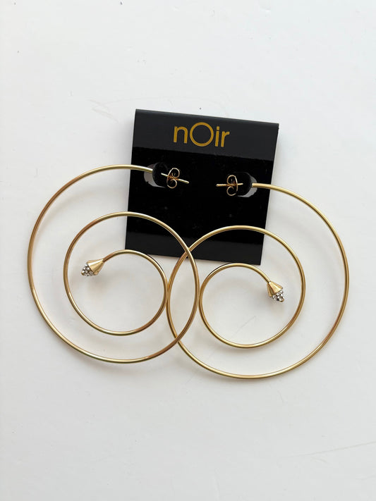 Noir NYC Cindy Spiral Hoop Pave Pyramid Earrings