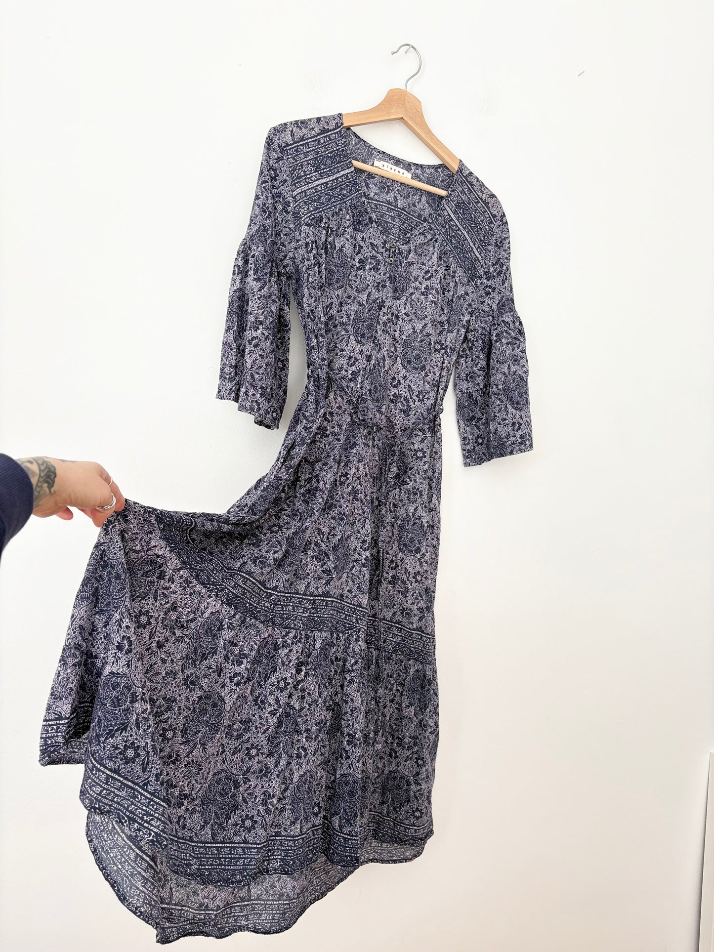 Xirena semi sheer paisley belted dress Small