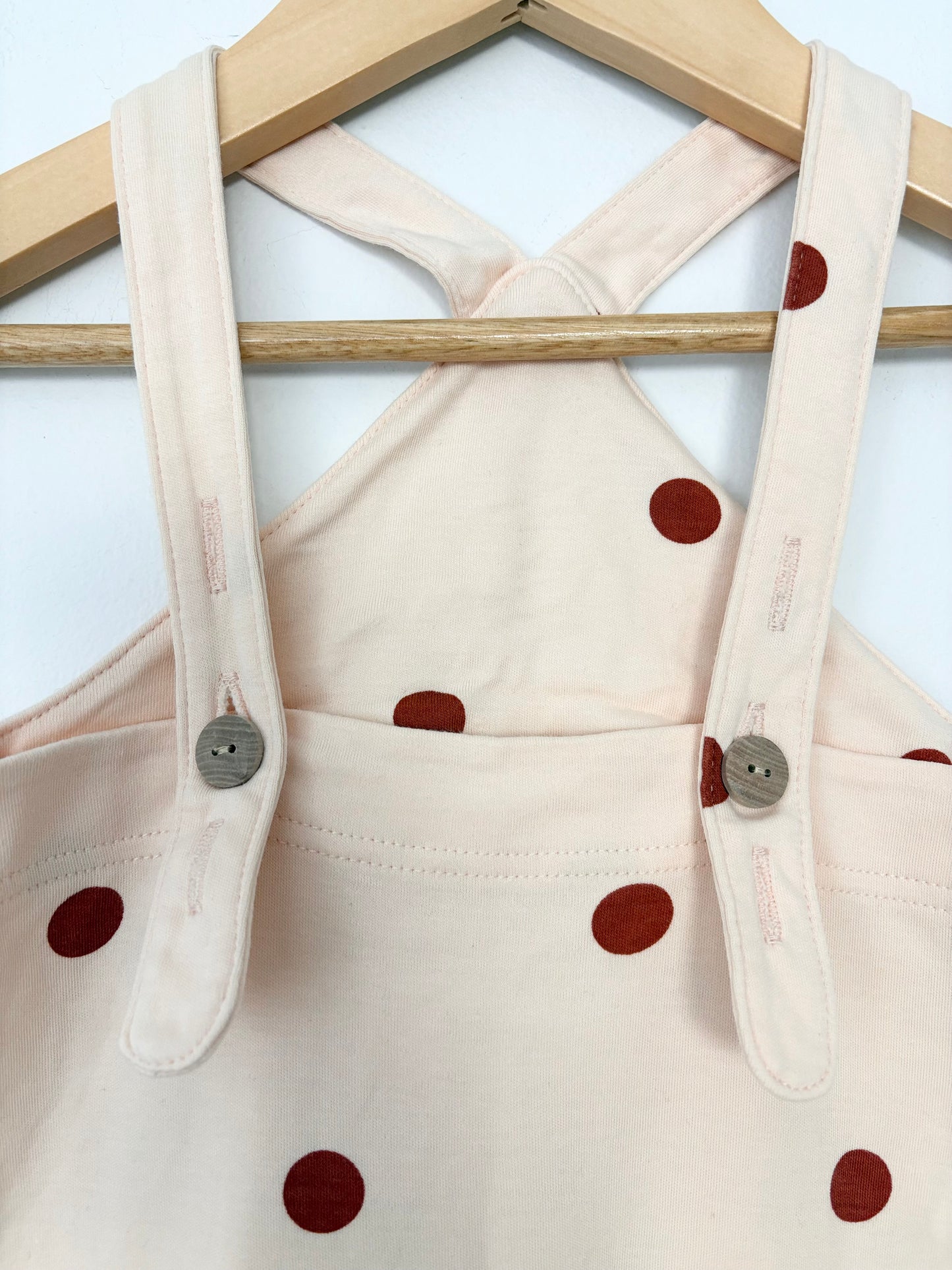 Organic zoo polka dot organic cotton footed overalls 3/6m