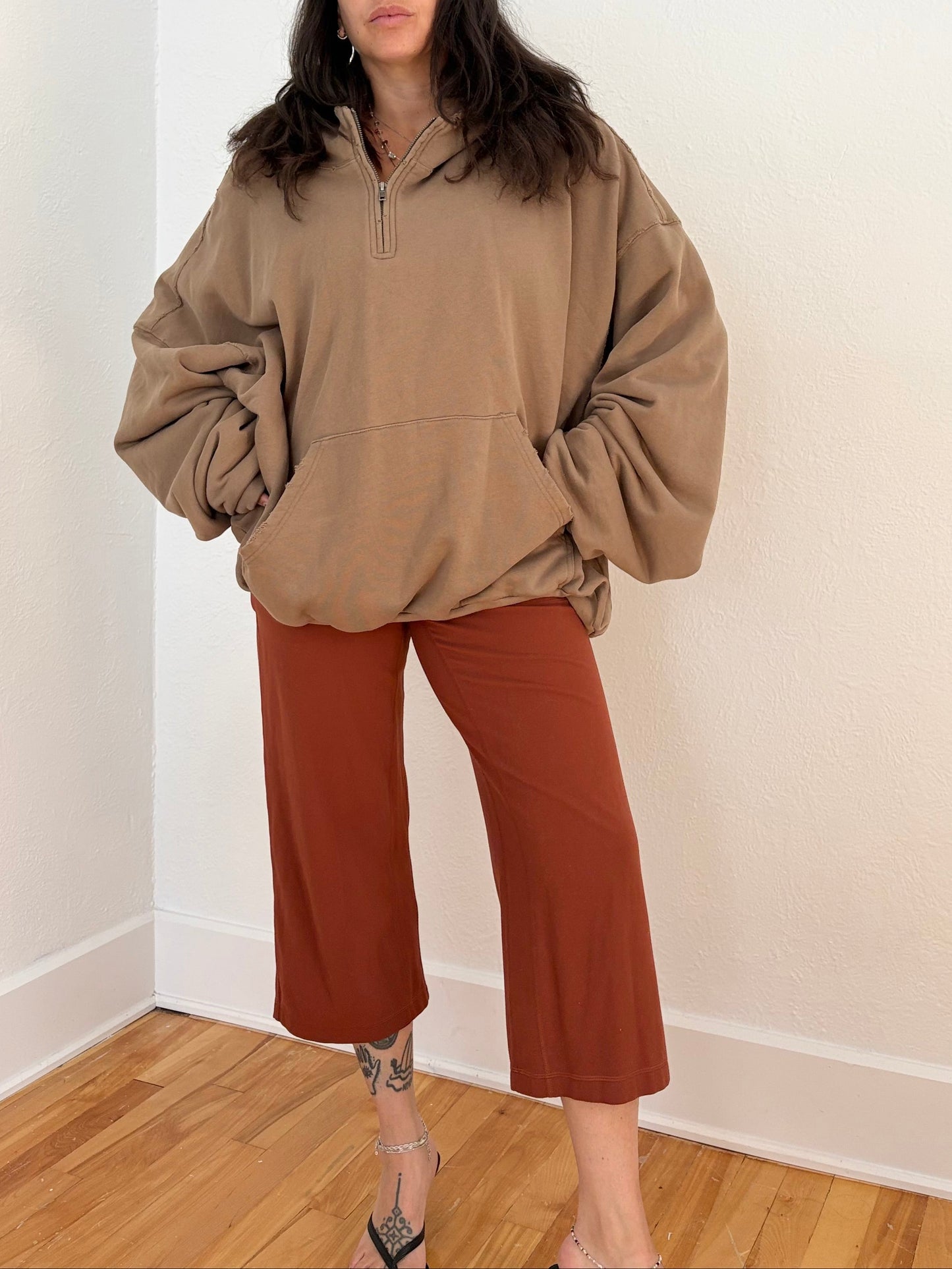 Sweat zippé MNML ample doublé et déchiré L/XL