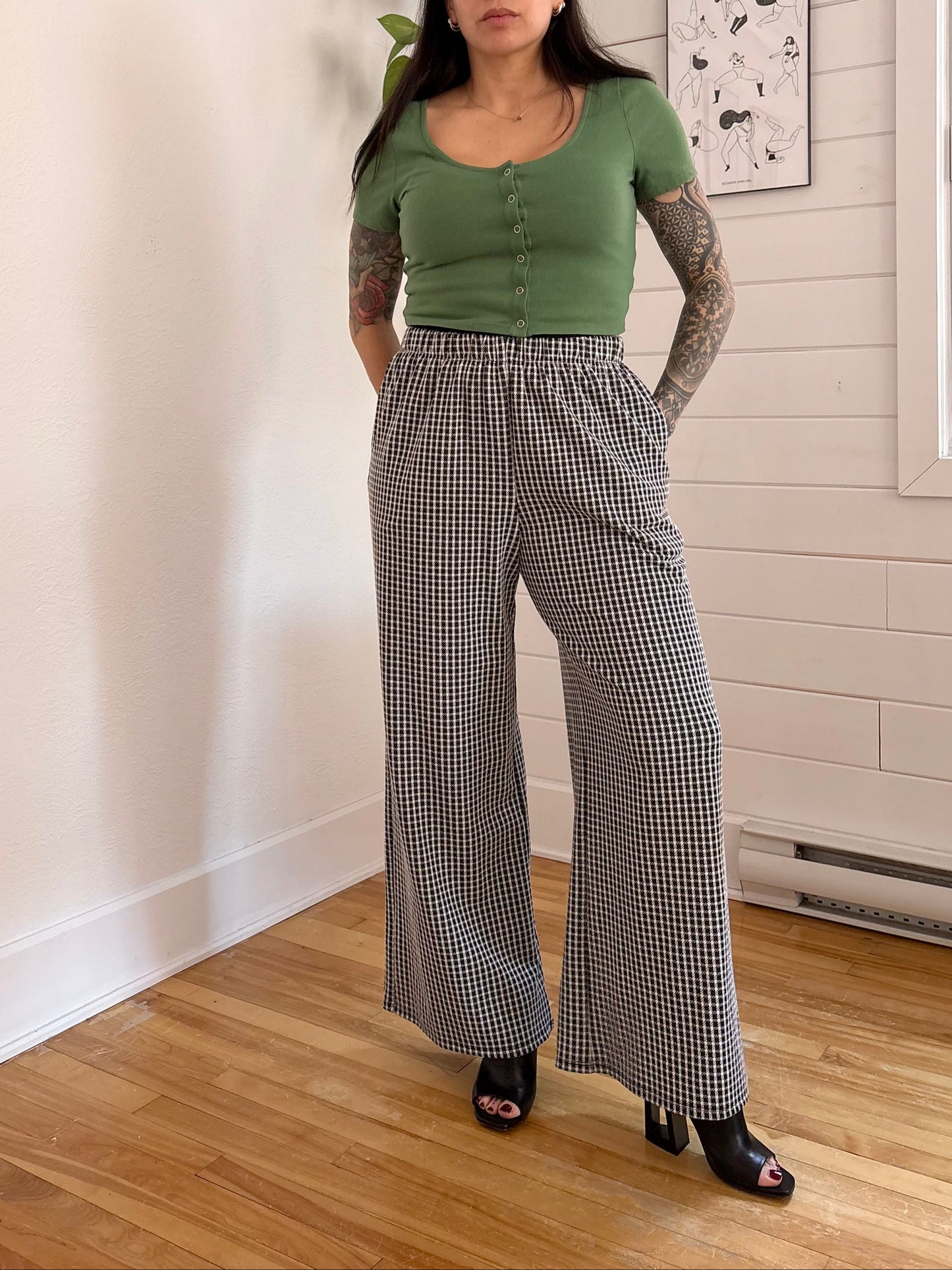 Pantalon à carreaux à jambes larges Urban Renewal Taille