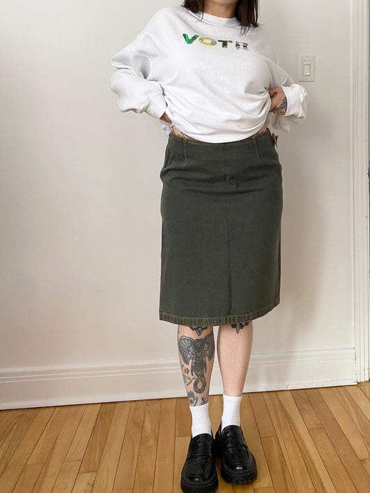 Deadstock Vintage midi denim skirt M/L