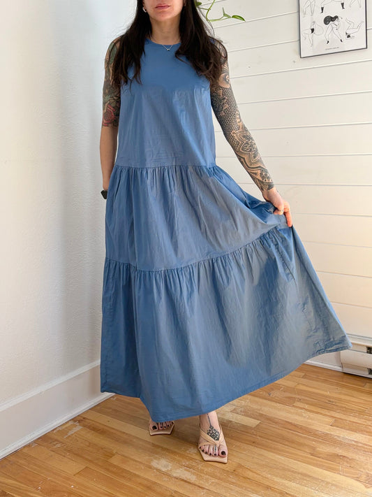 Oui blue tiered maxi dress Large
