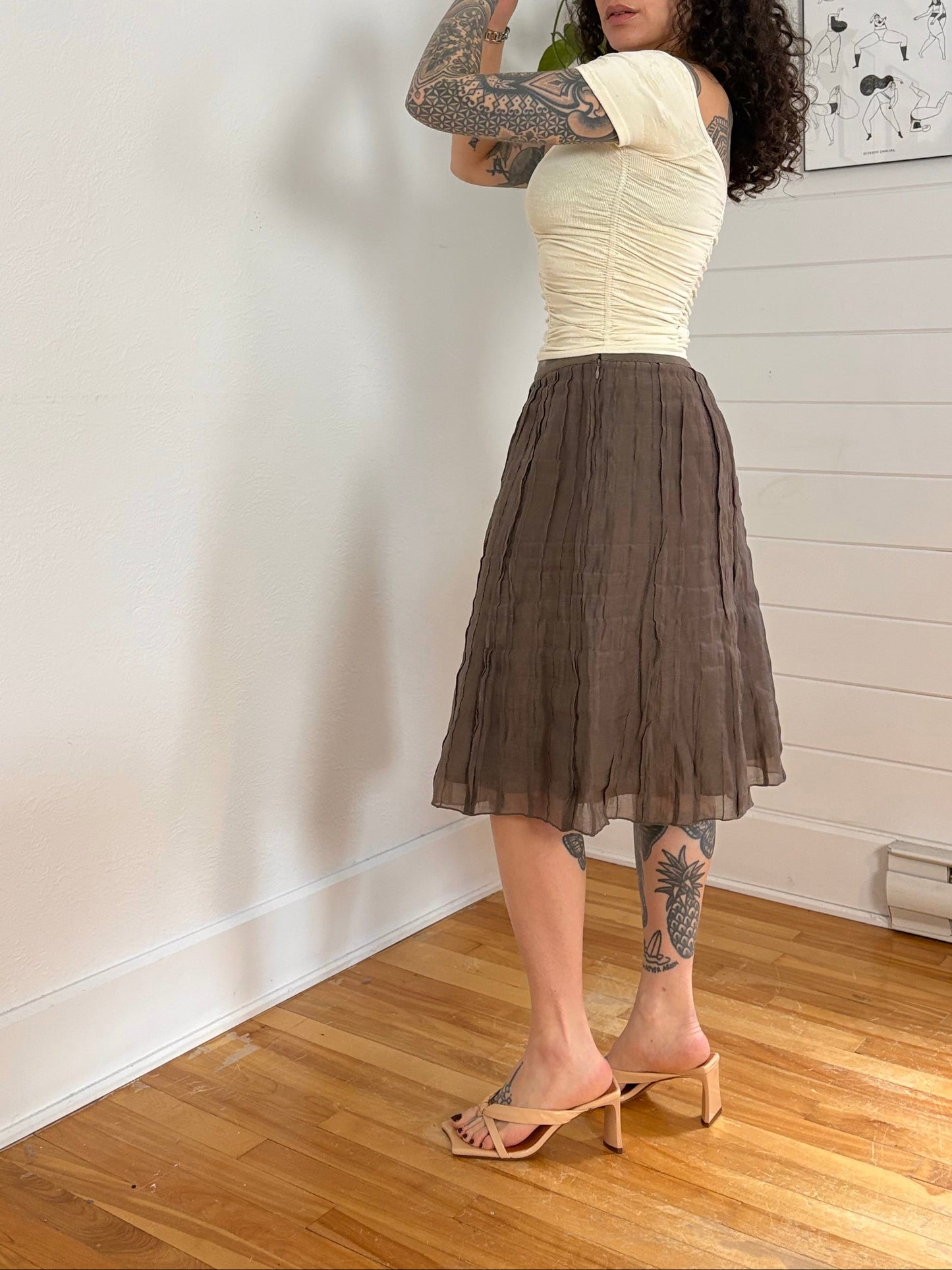 Nic + zoe crinkle chiffon midi skirt L/XL