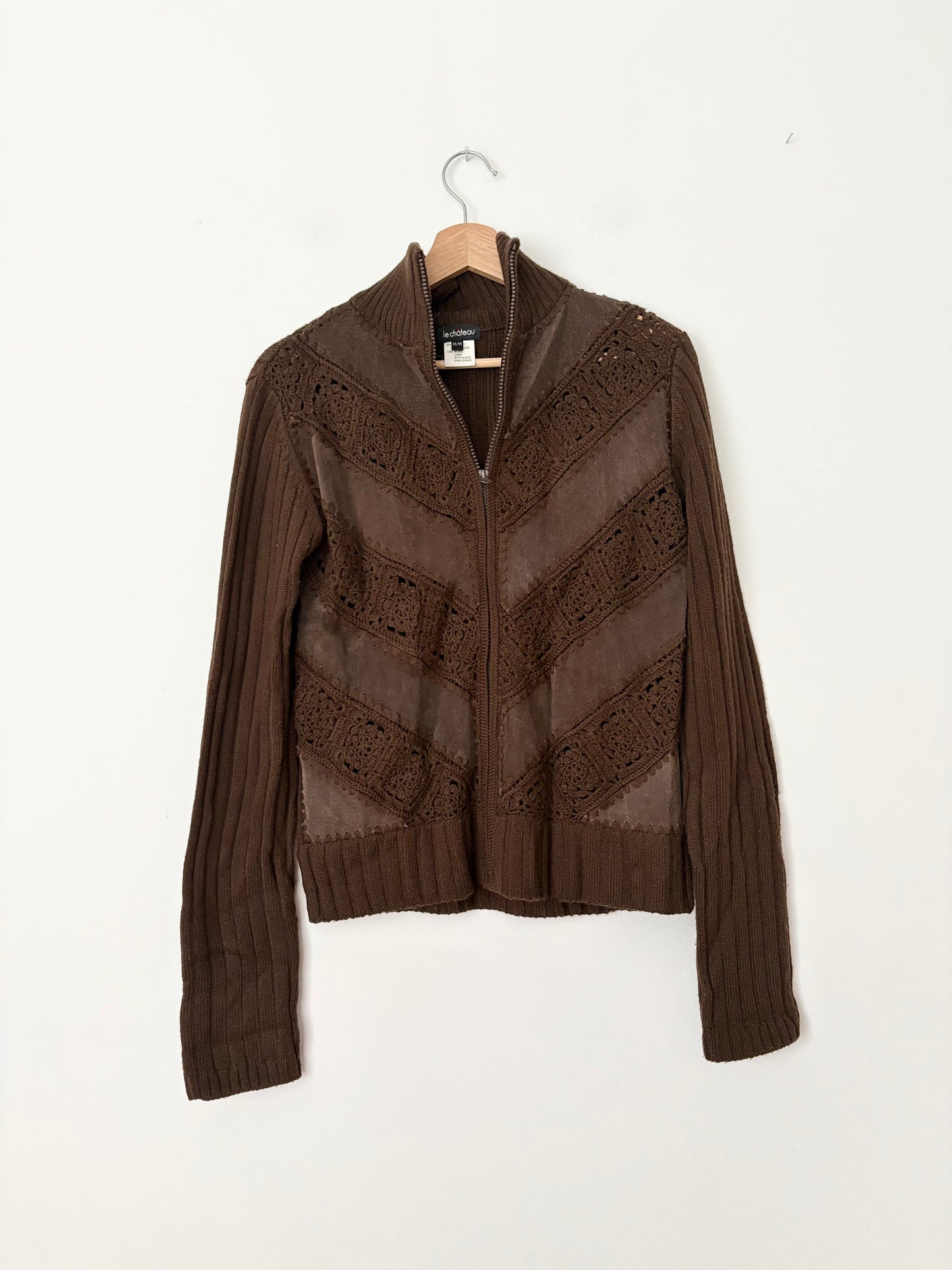 Y2K Vintage Le chateau suede wool zip up Medium