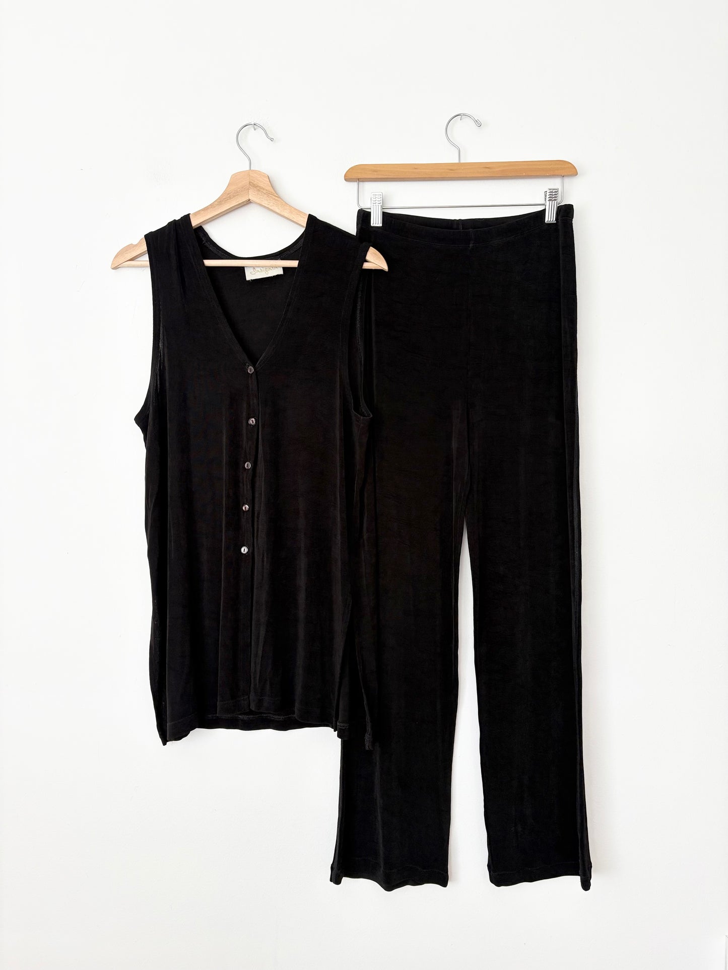 Ensemble 2 pièces noir côtelé vintage S/M