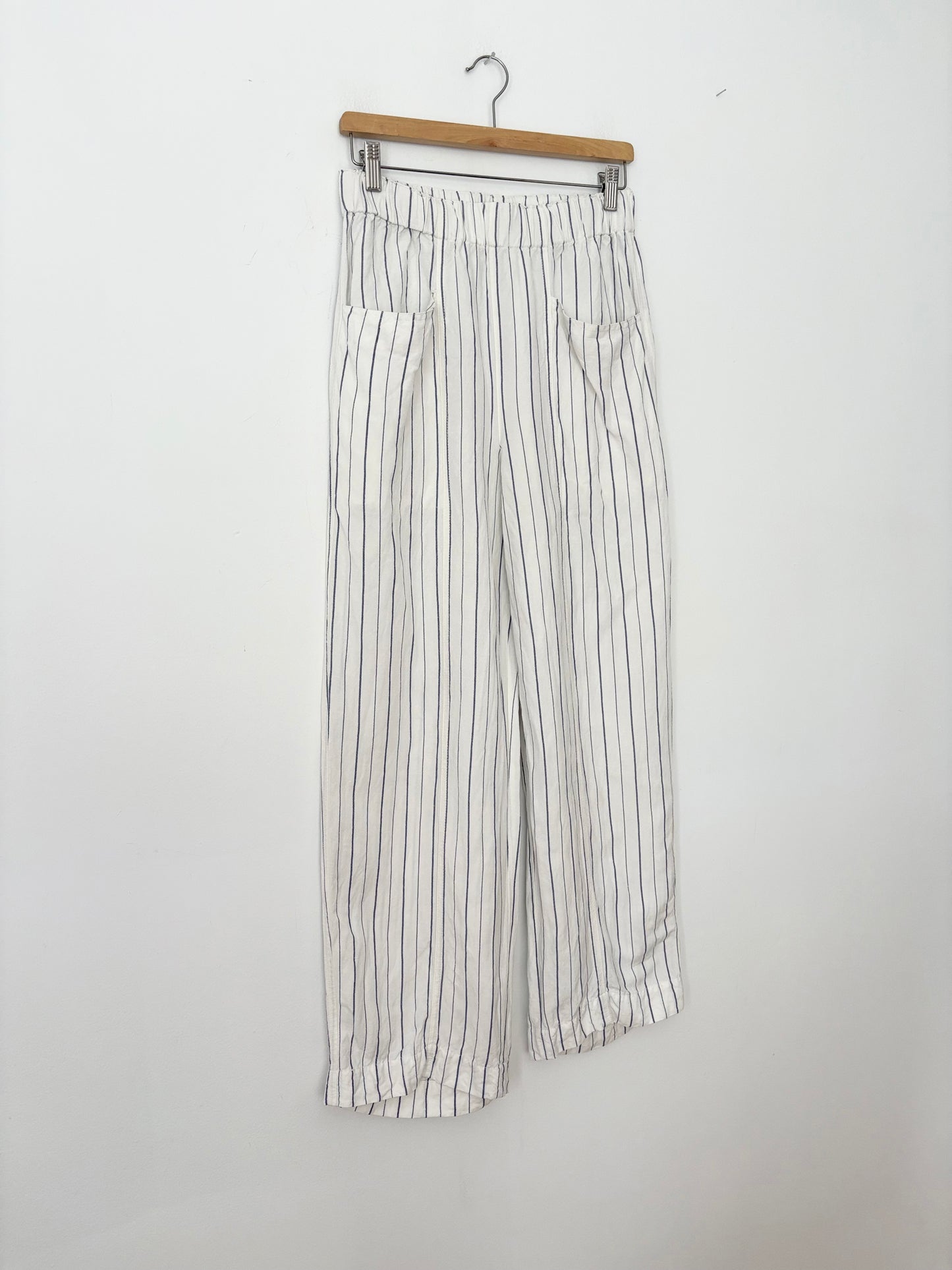 Madewell linen wide leg pants in stripe Small