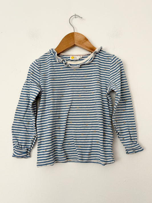 Mini boden stripe ruffle top 4/5Y