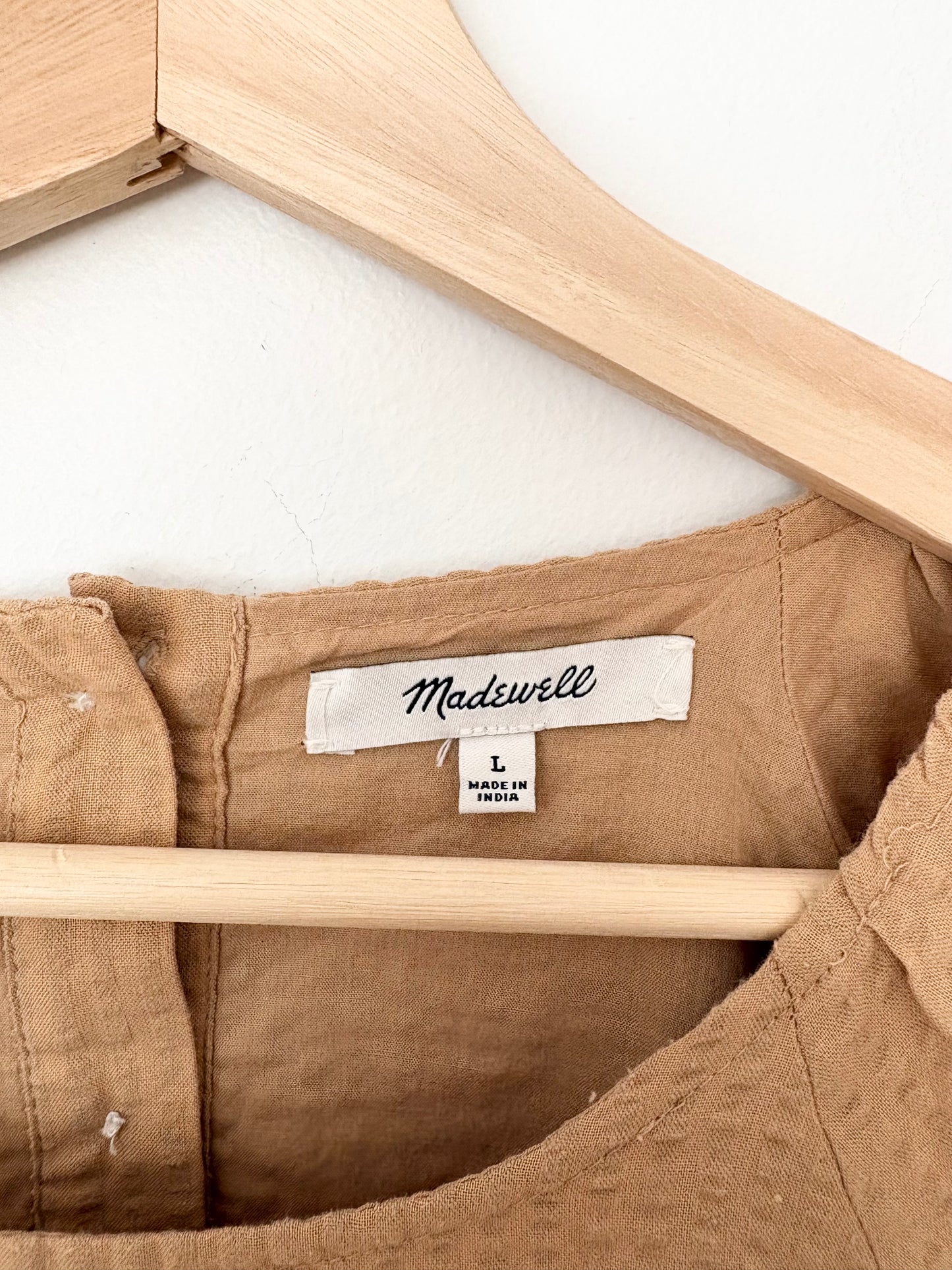 Robe mini Madewell en seersucker à découpes et manches bouffantes Large