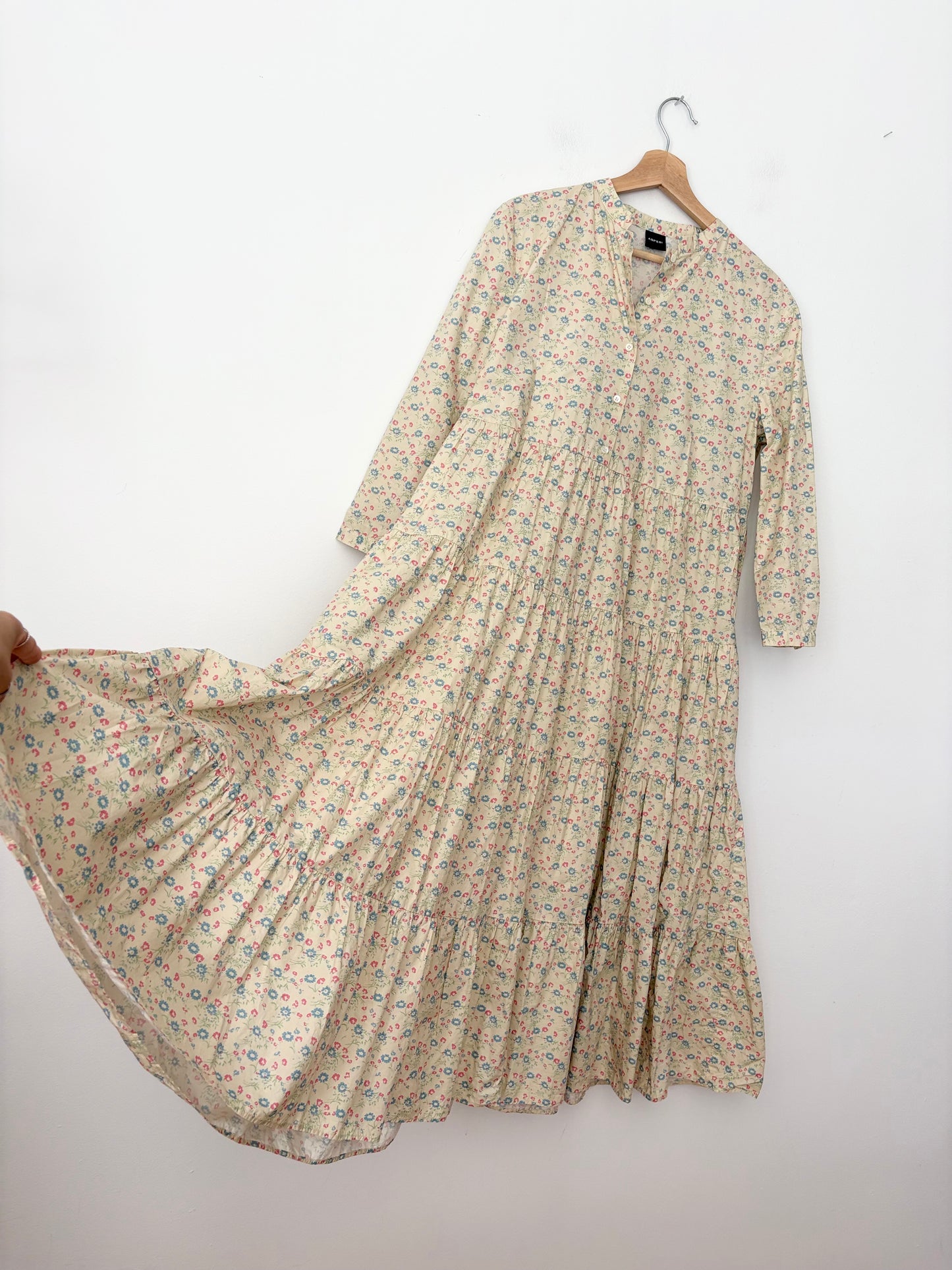 Robe longue en popeline de coton Aspesi à petites fleurs Taille M