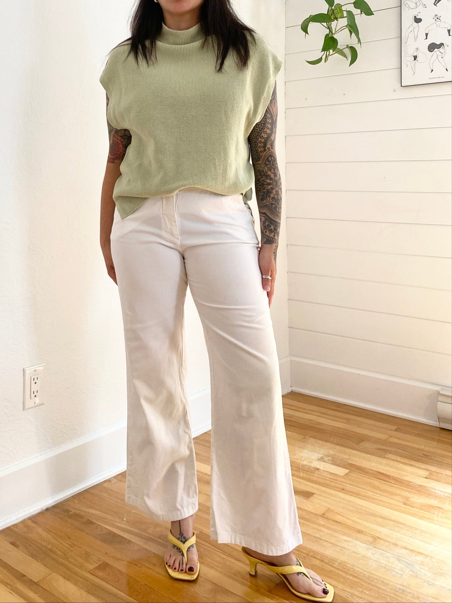 Saint James white canvas wide leg pants W29