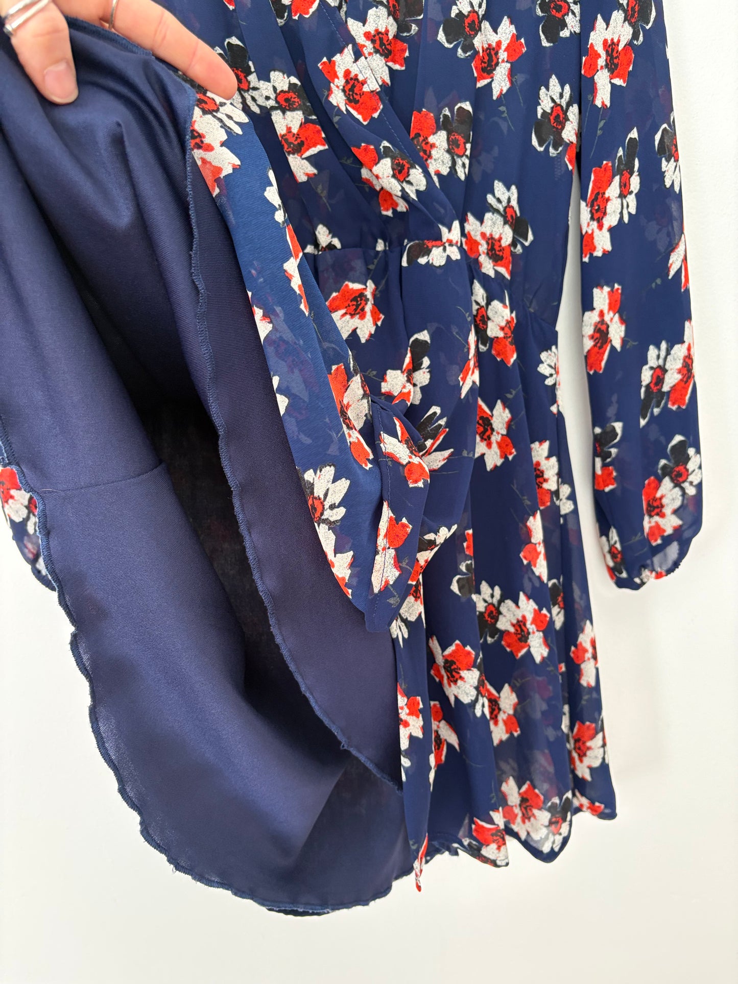 WAYF semi sheer floral mini dress Large