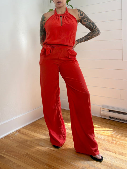 Karina Grimaldi silk halterneck jumpsuit Medium