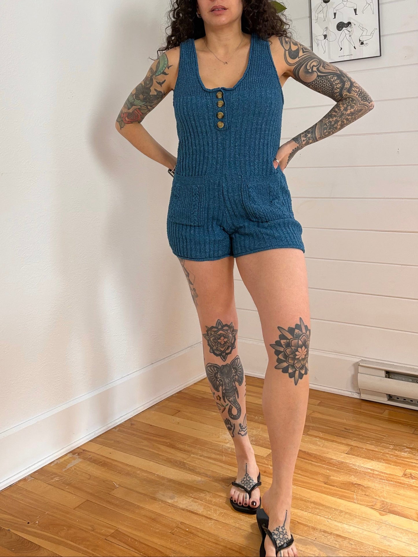 Combishort en tricot côtelé Urban Outfitters, taille S