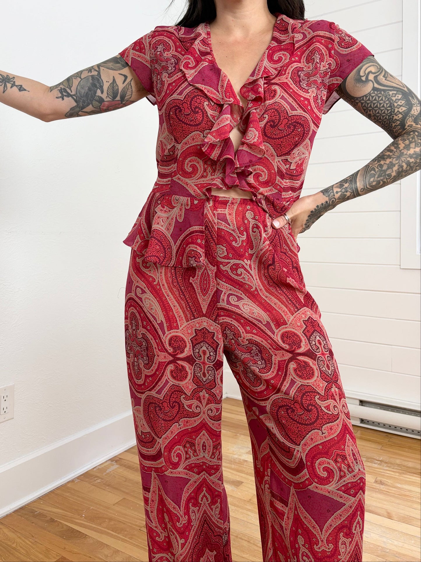 Vintage victoria's secret 2 piece chiffon set Medium
