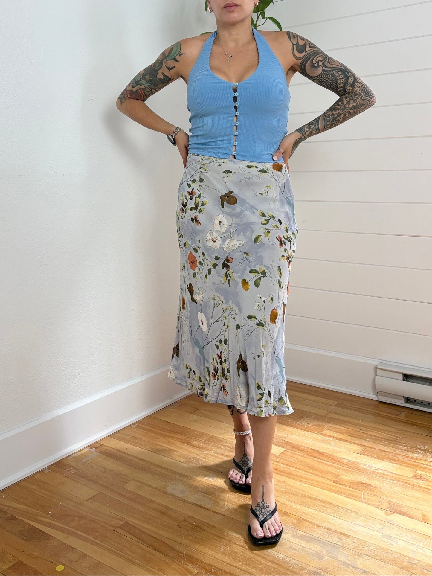 Jupe midi fluide fleurie vintage Taille M