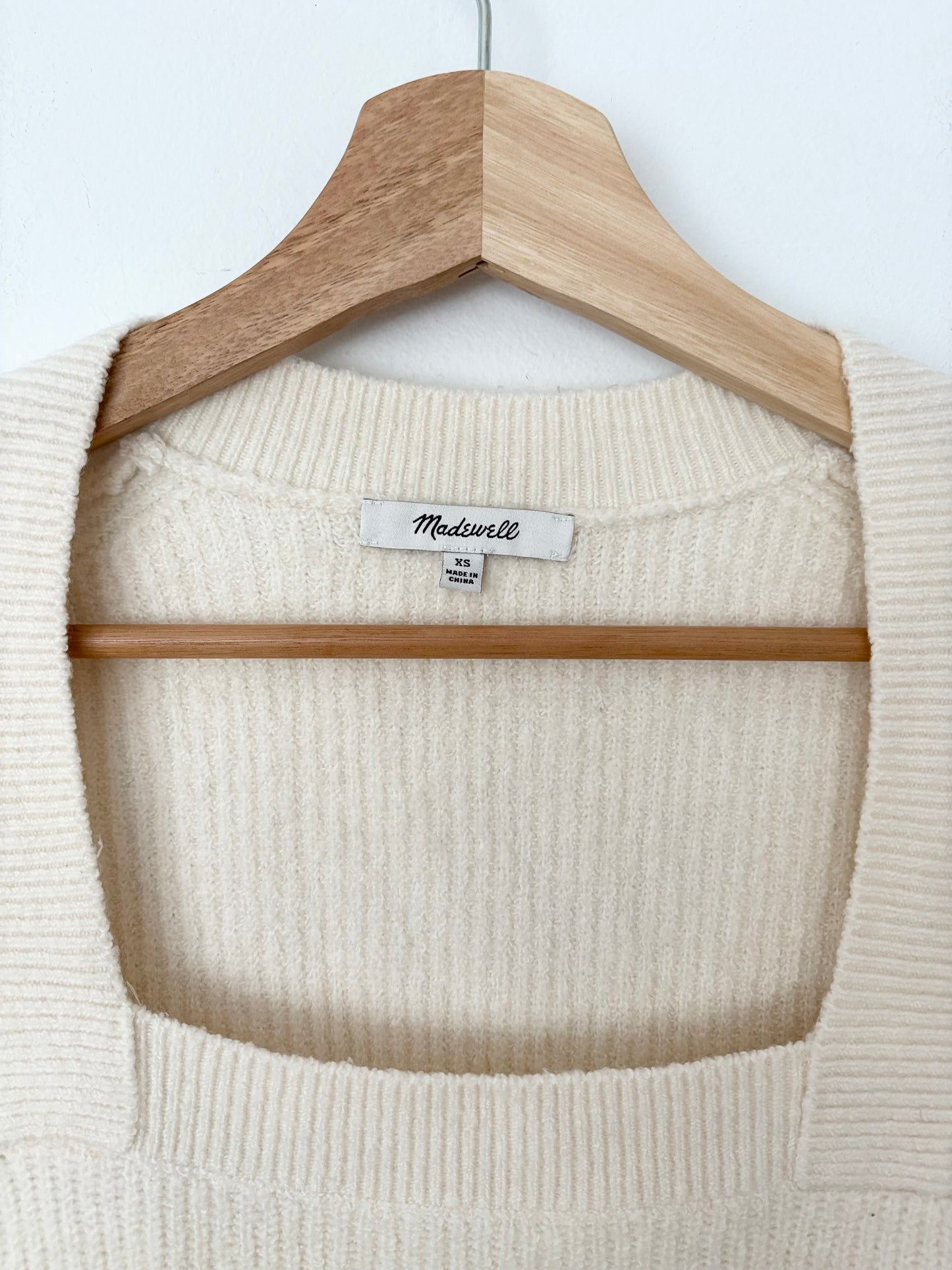 Pull Madewell Melwood à col carré en laine mélangée, tailles XS à M