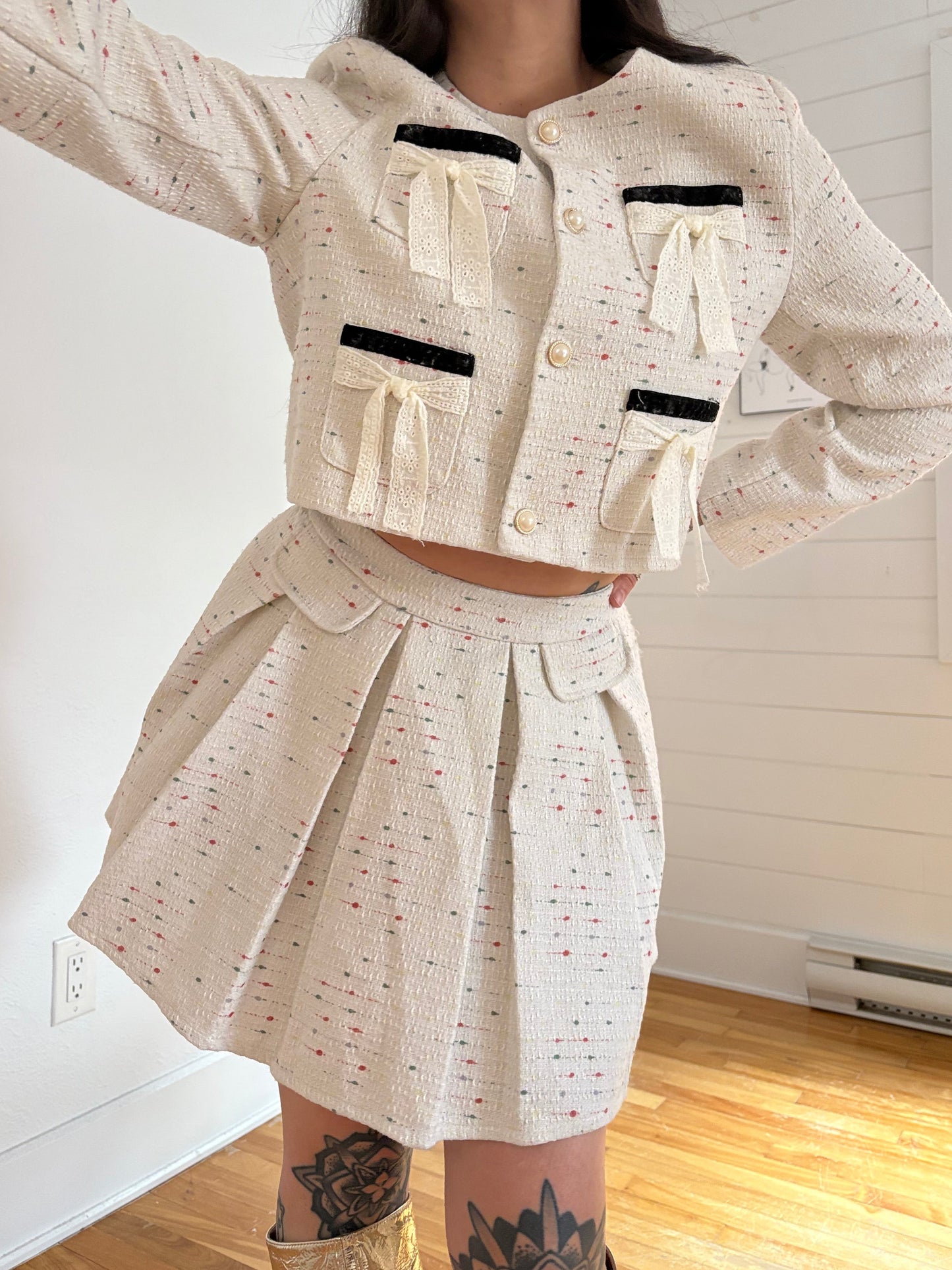 GM Studio tweed skort & blazer set S/M