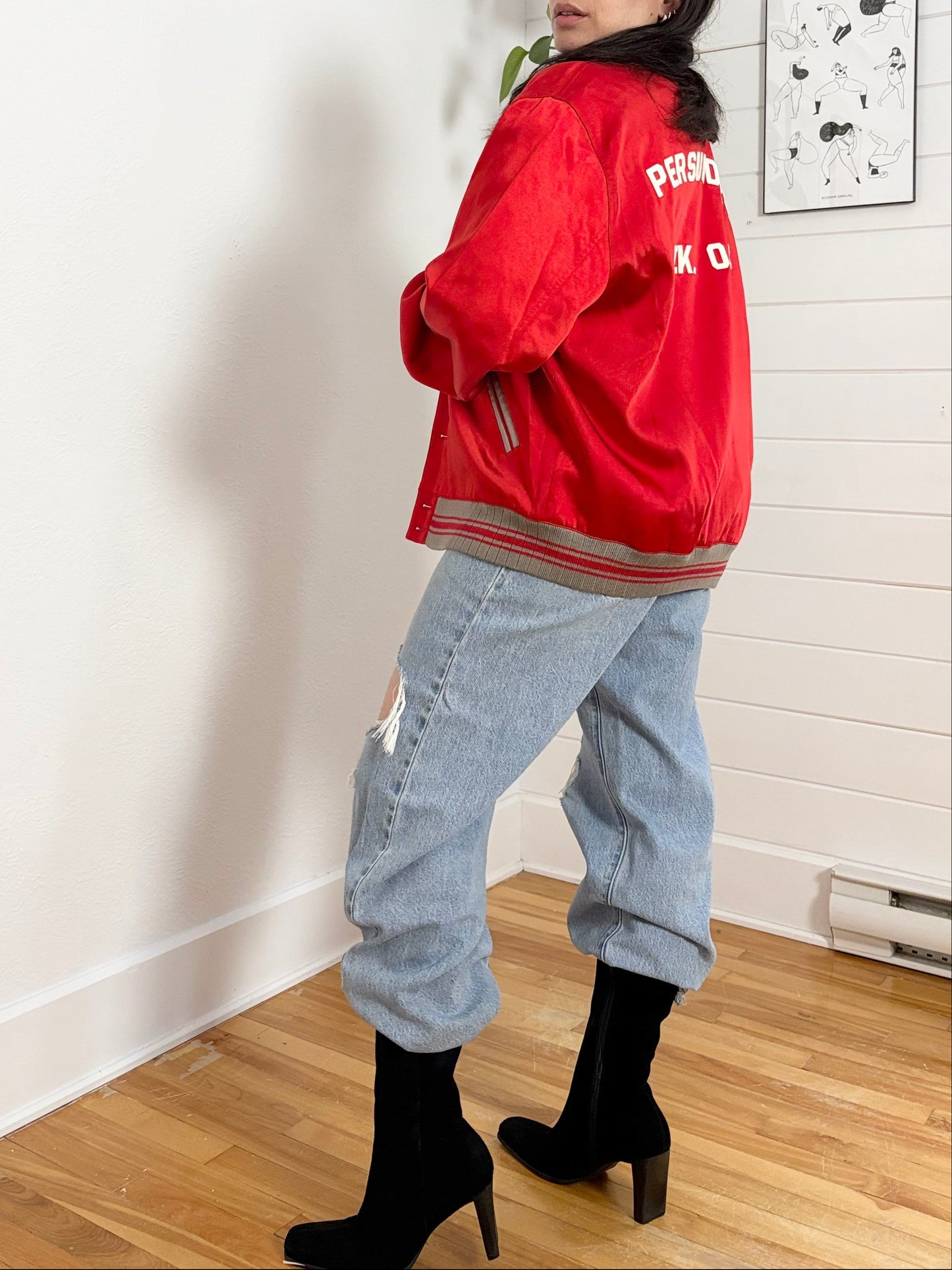 Blouson aviateur en satin brodé du logo The Kooples *Plusieurs tailles*