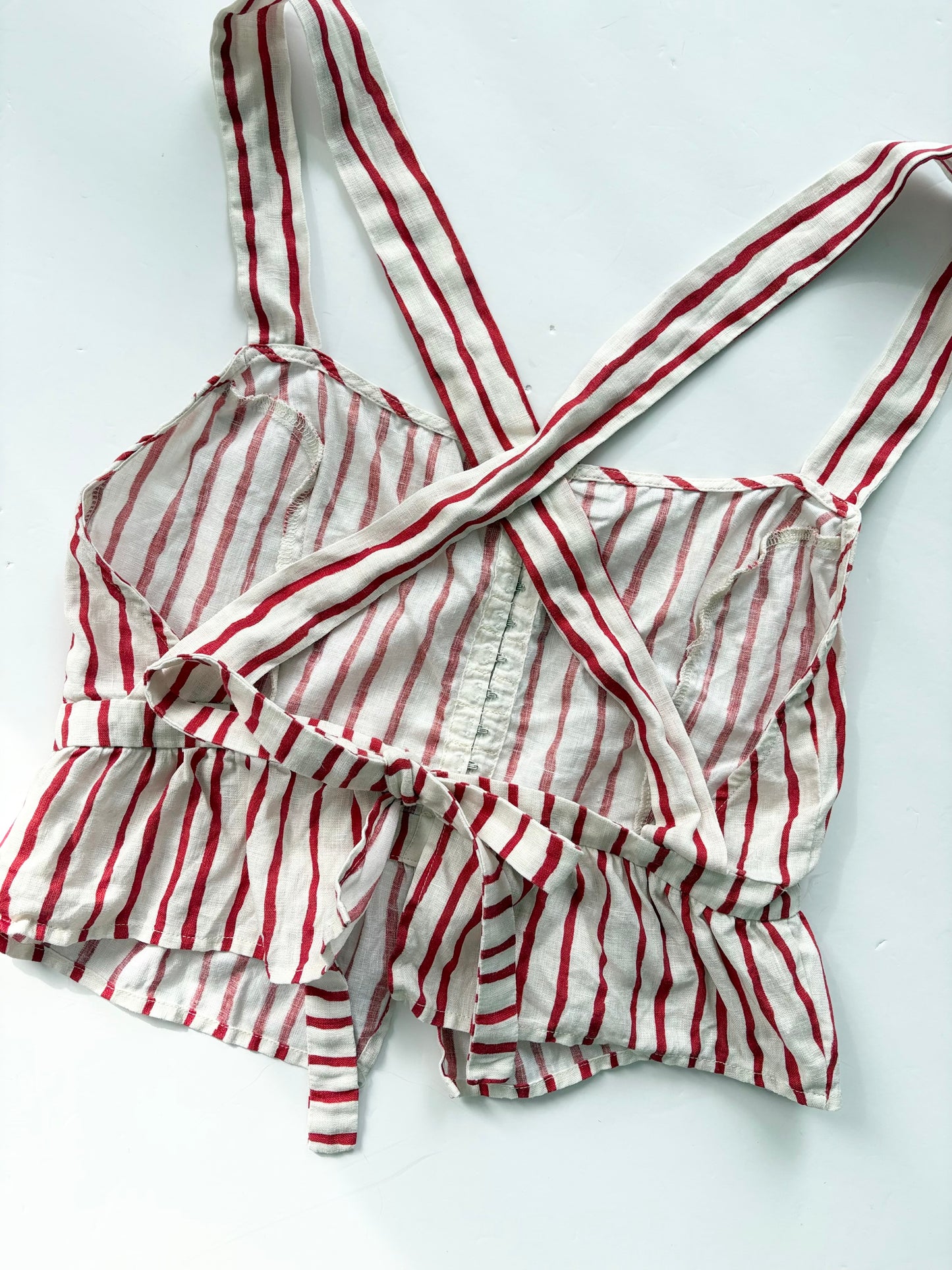 VRG GRL linen stripe crossback tank XL