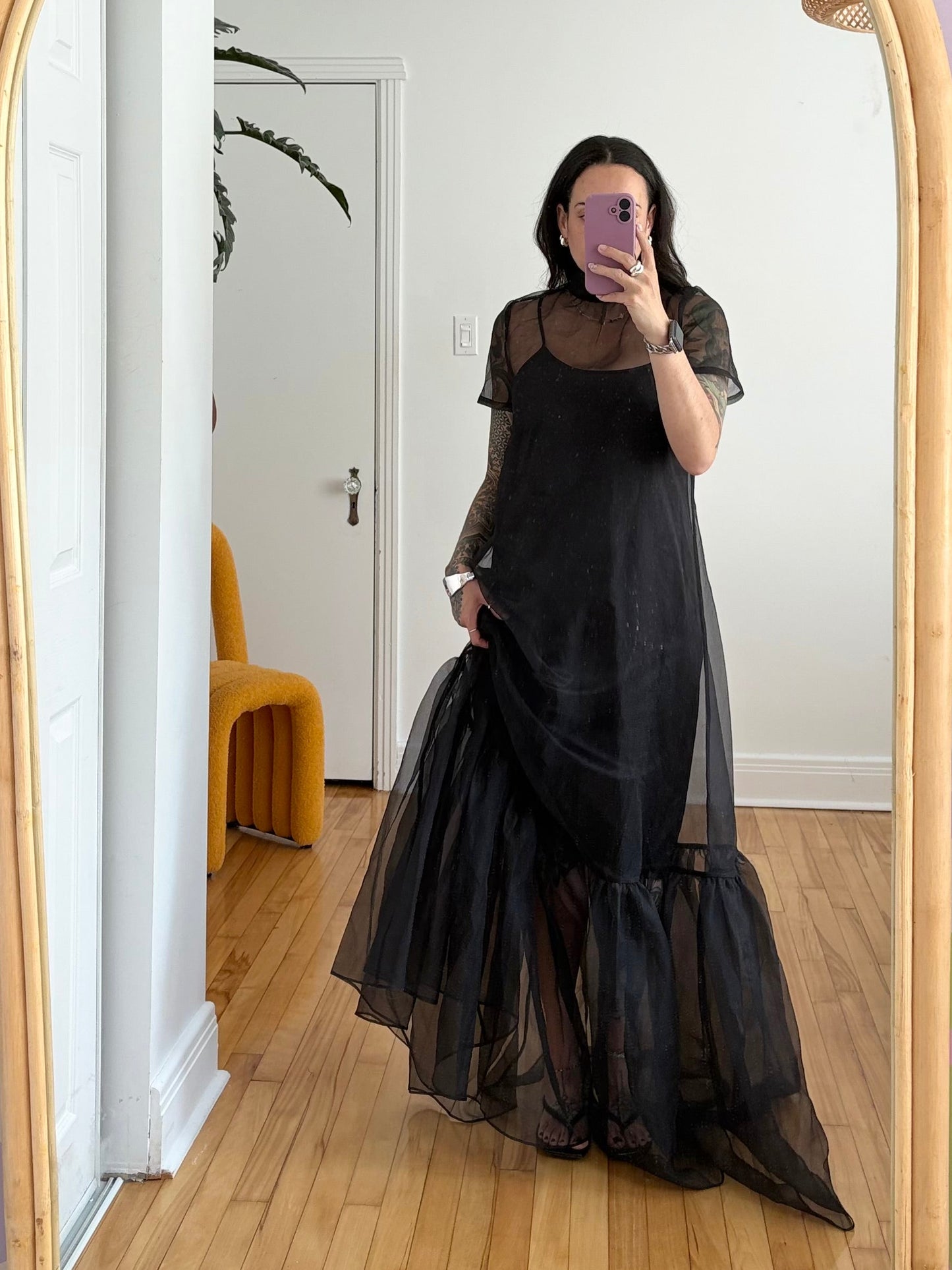 CAARA Melody organza dress in black Medium
