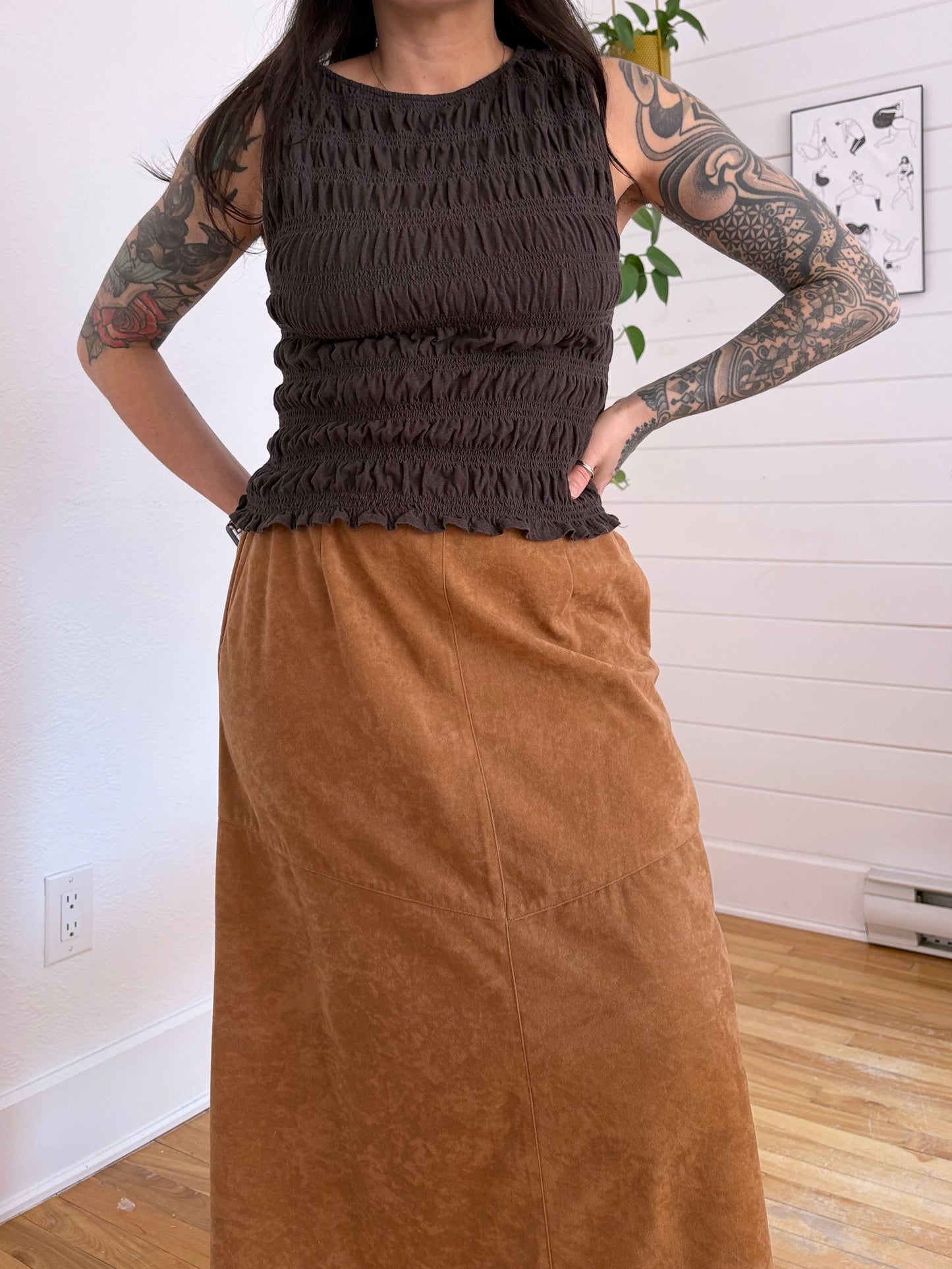 Débardeur Madewell en lin mélangé à col bateau smocké, taille S