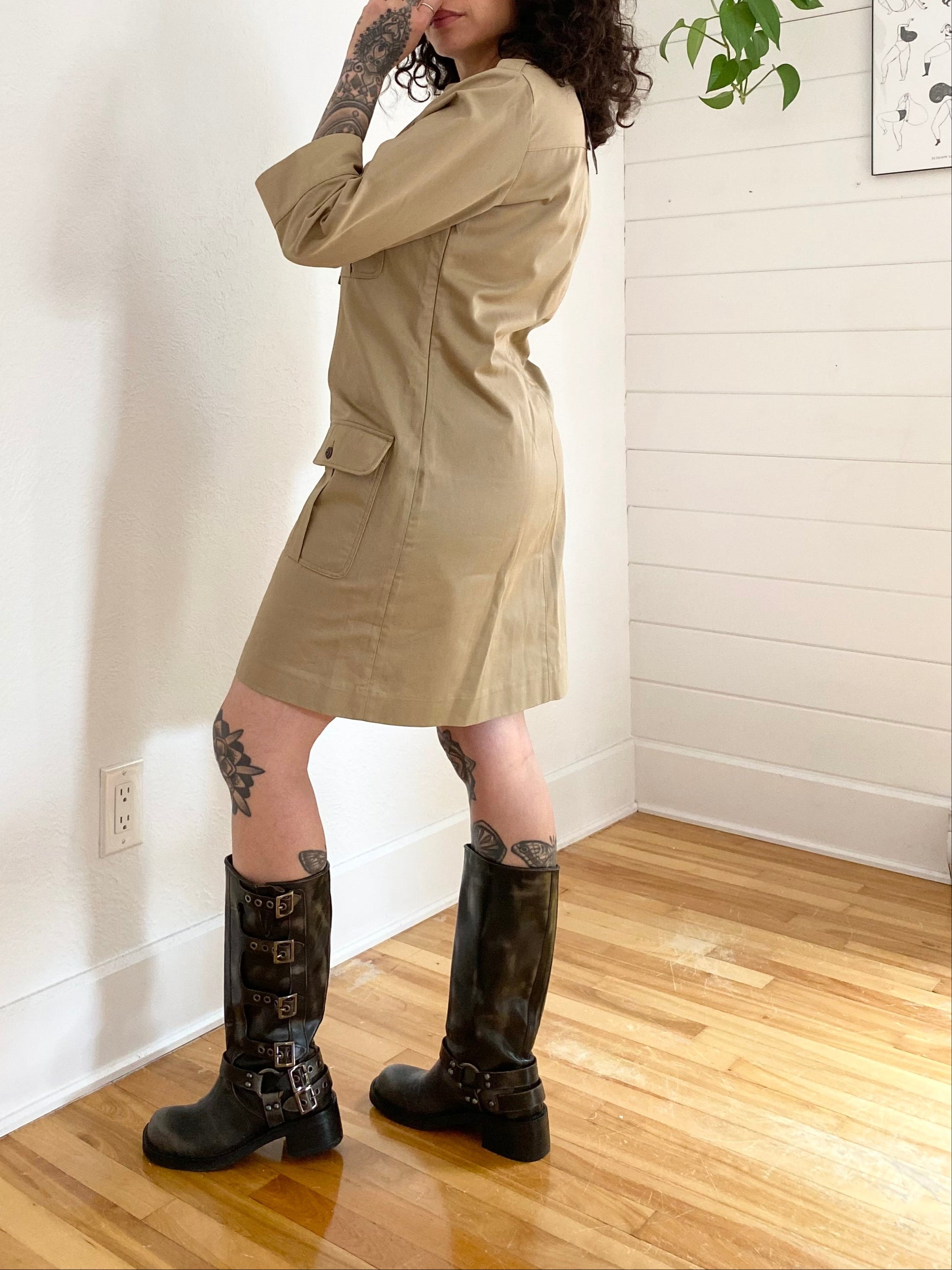 cotton safari dress Angel Maternity Kaya Maternity Safari Shirt Dress In Khaki